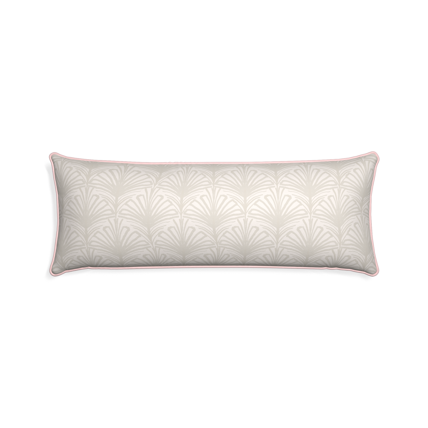 Xl-lumbar suzy sand custom pillow with petal piping on white background