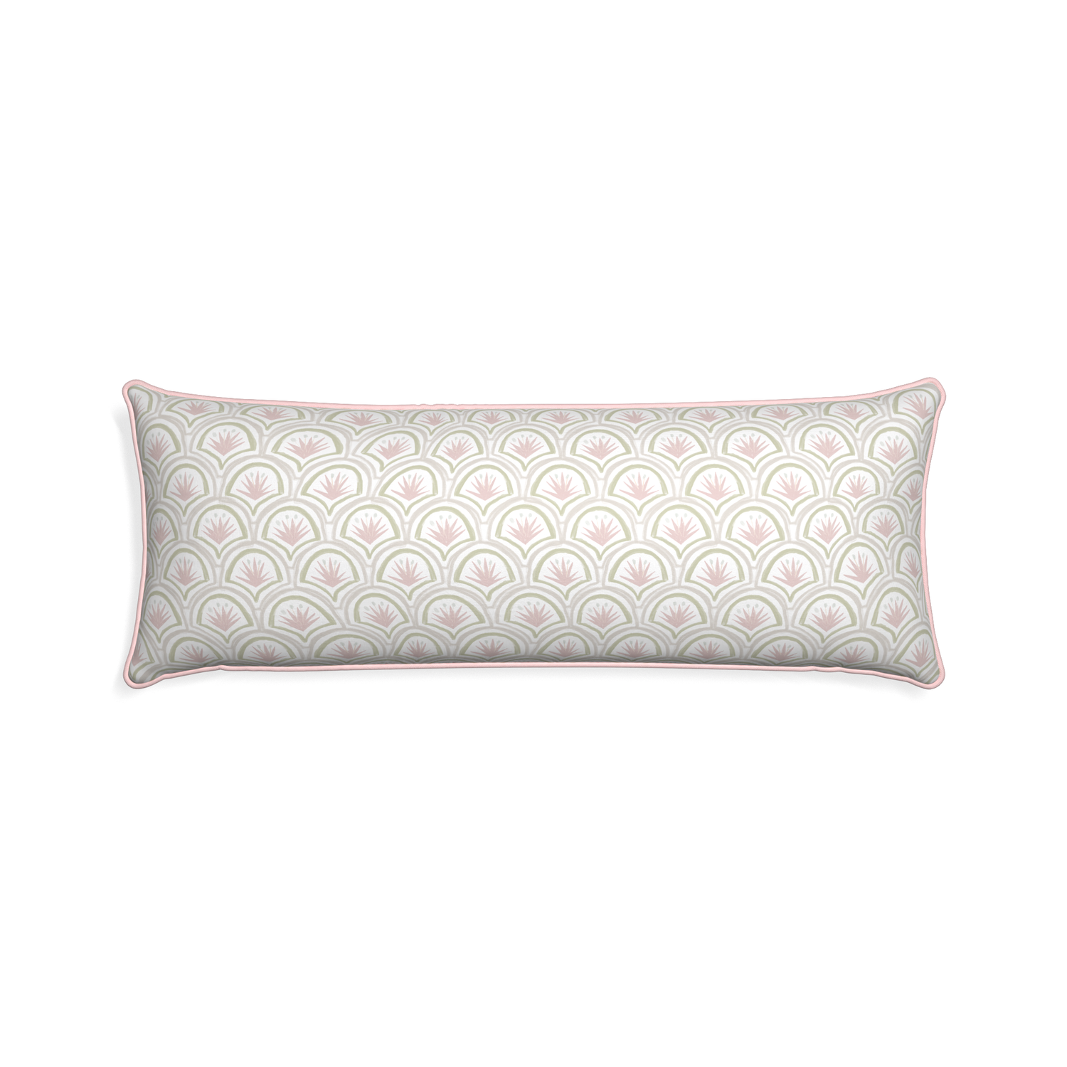 Xl-lumbar thatcher rose custom pillow with petal piping on white background