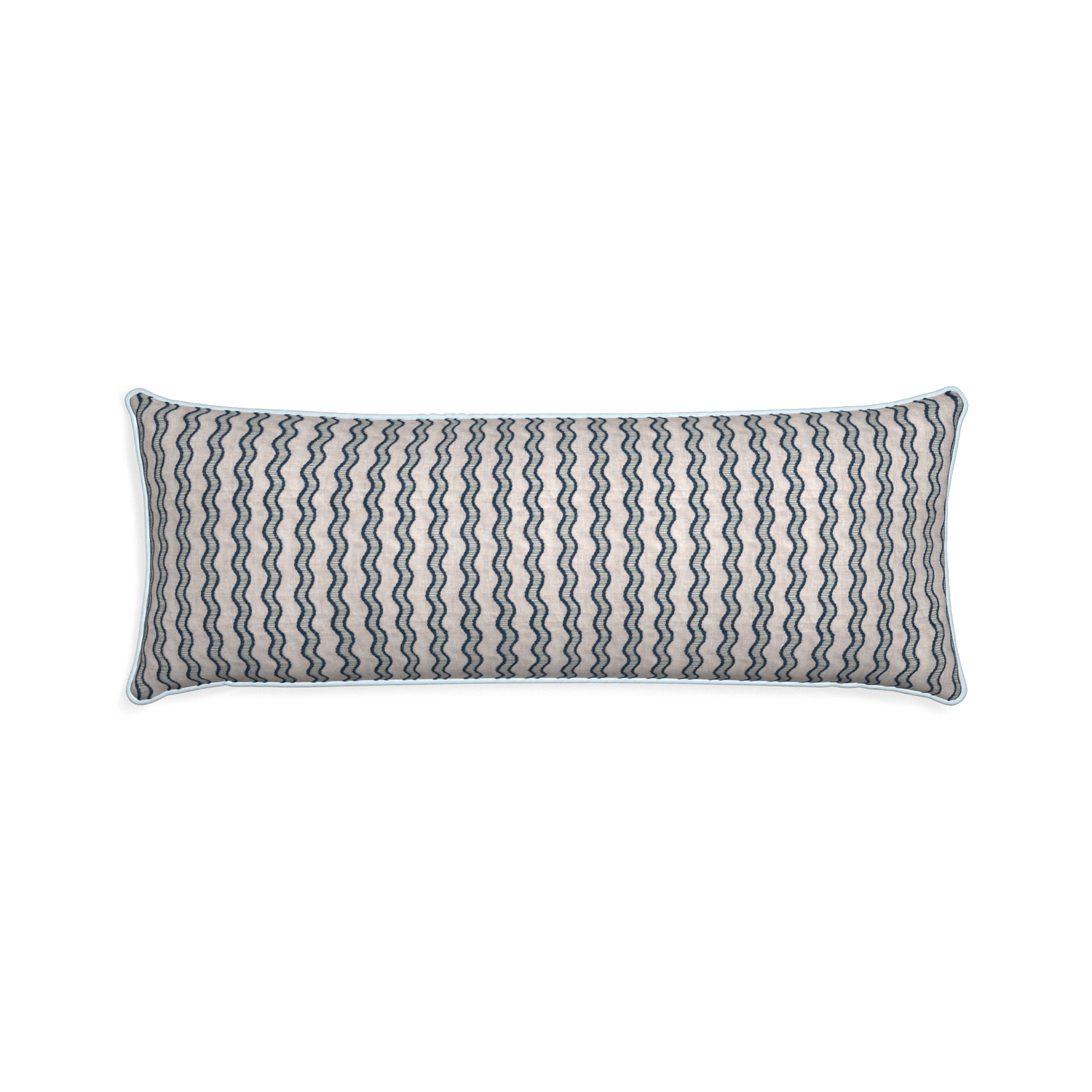 Xl-lumbar beatrice custom embroidered wavepillow with powder piping on white background