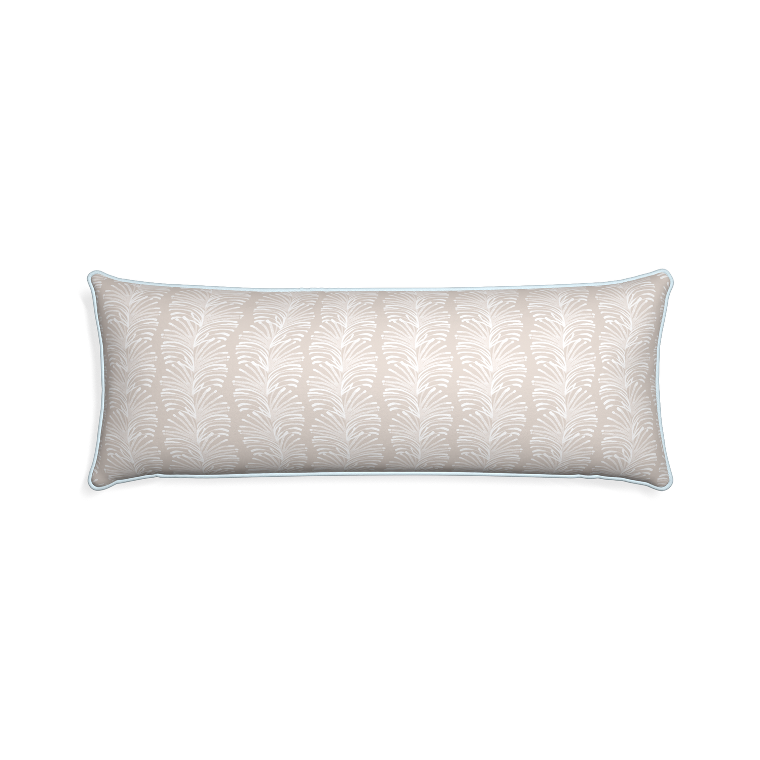 Xl-lumbar emma sand custom sand colored botanical stripepillow with powder piping on white background
