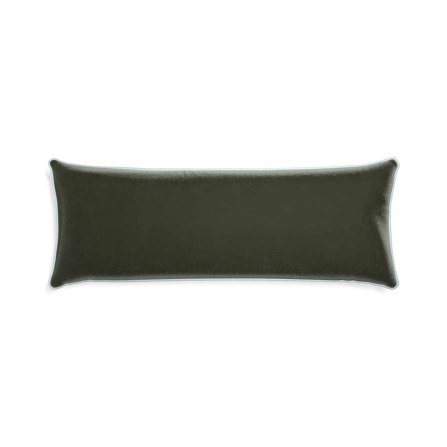 Xl-lumbar fern velvet custom pillow with powder piping on white background