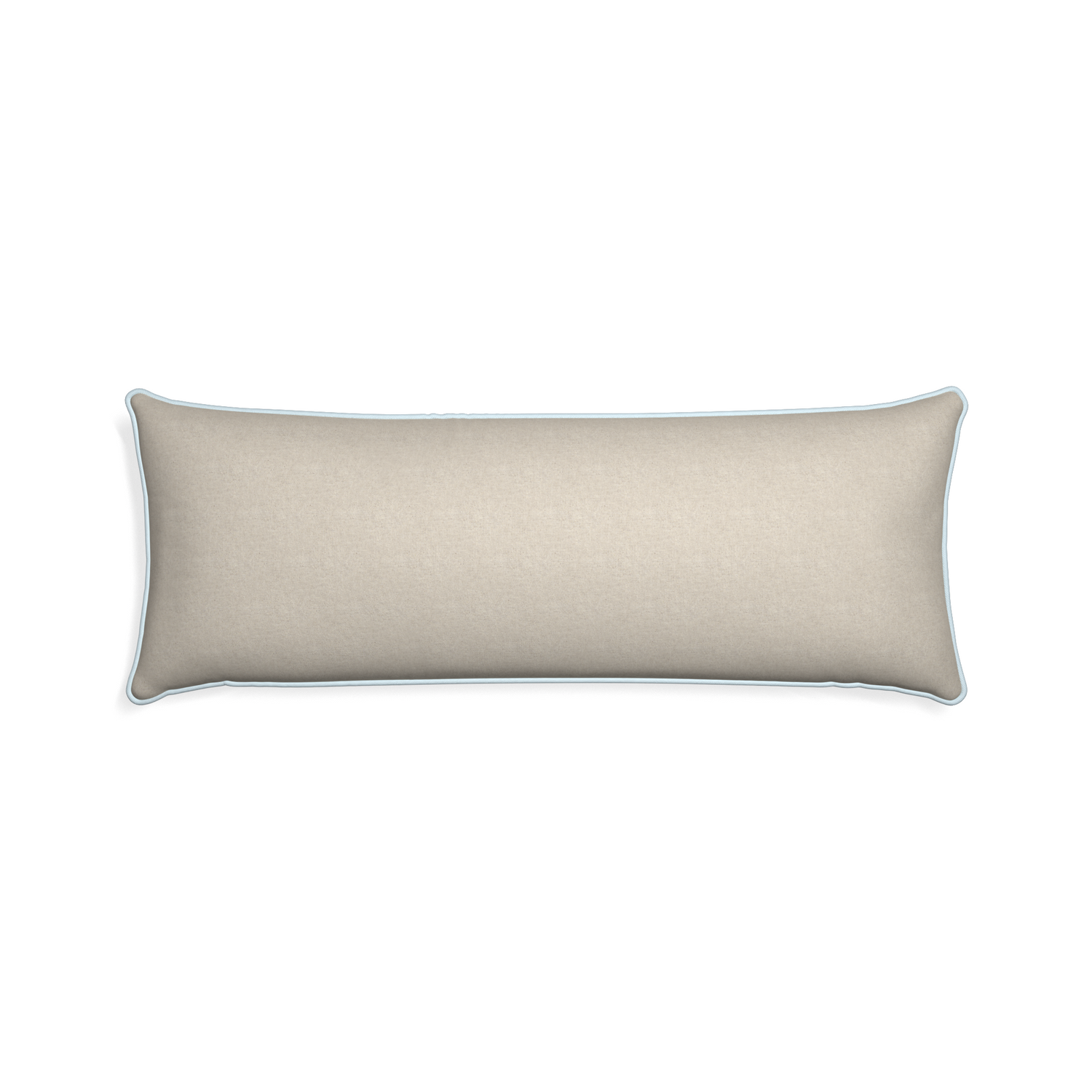 Xl-lumbar oat custom light brownpillow with powder piping on white background