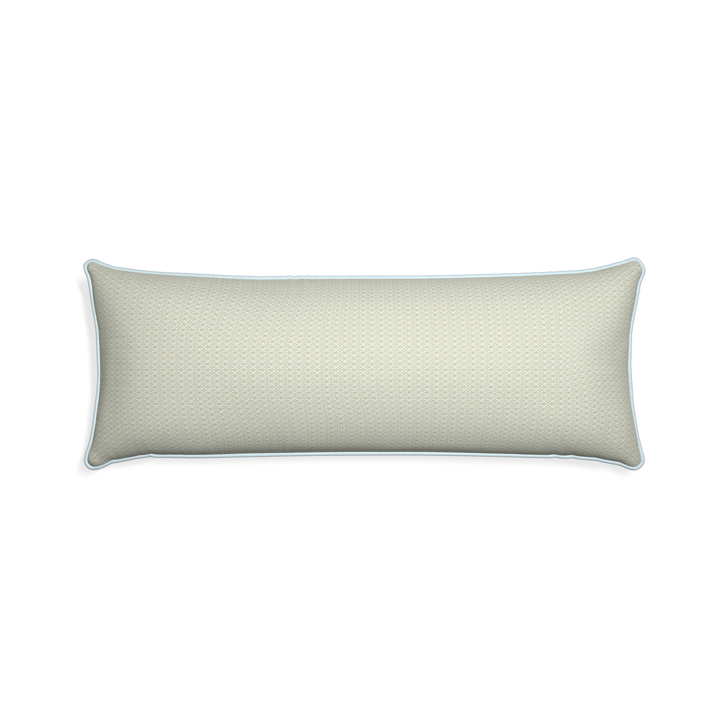 Xl-lumbar loomi moss custom moss green geometricpillow with powder piping on white background