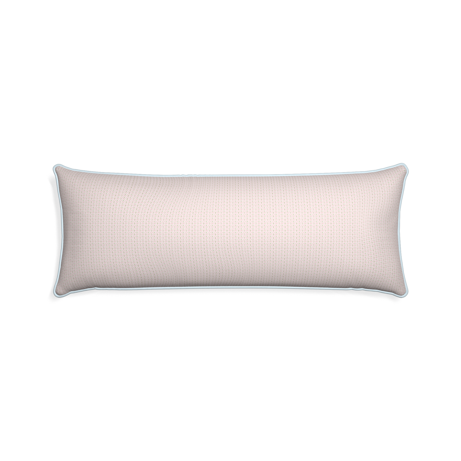 Xl-lumbar loomi pink custom pillow with powder piping on white background