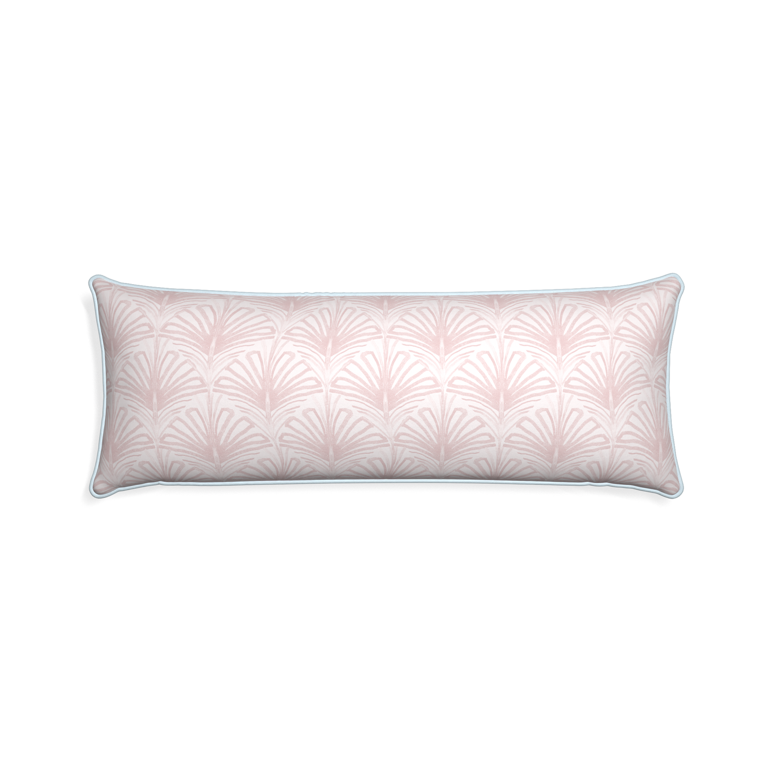 Xl-lumbar suzy rose custom pillow with powder piping on white background