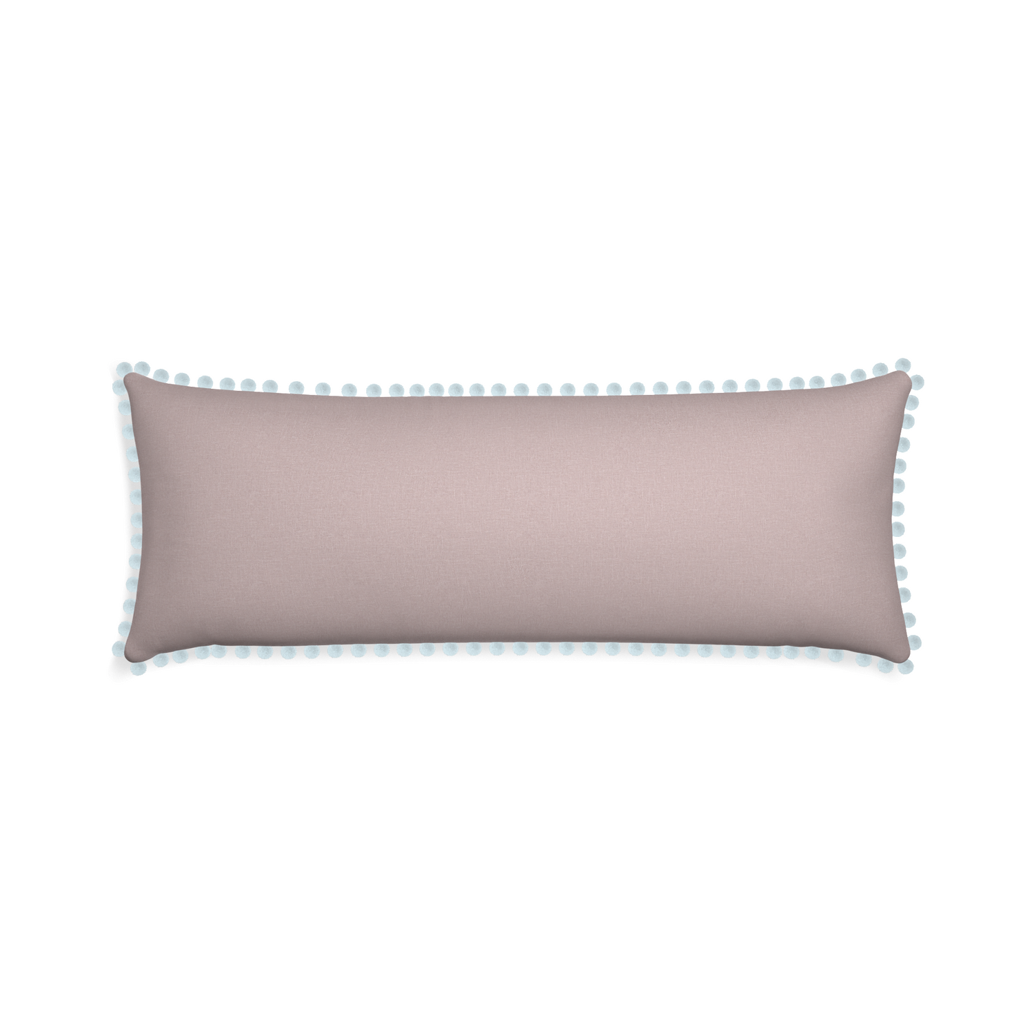 Xl-lumbar orchid custom mauve pinkpillow with powder pom pom on white background