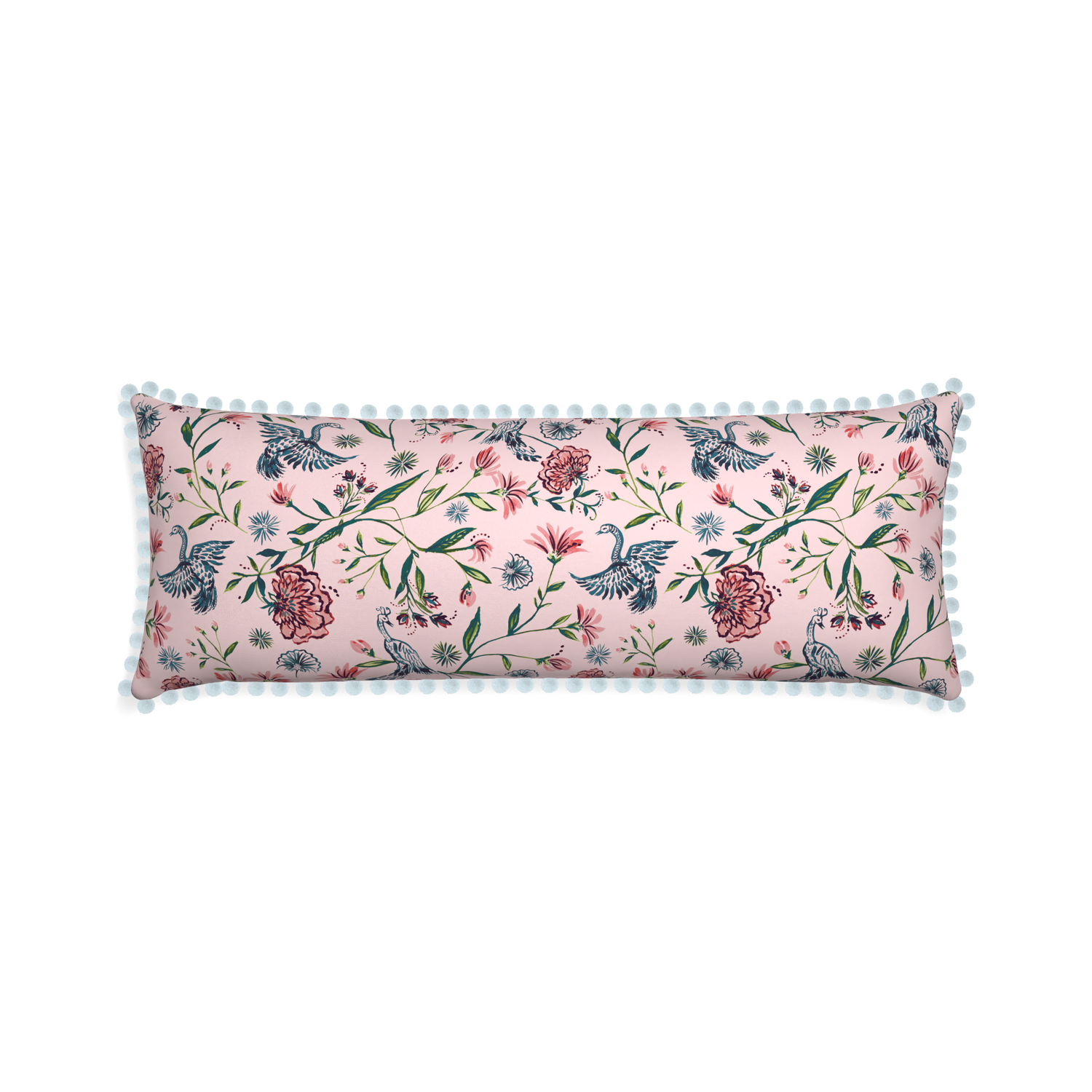Xl-lumbar daphne rose custom pillow with powder pom pom on white background