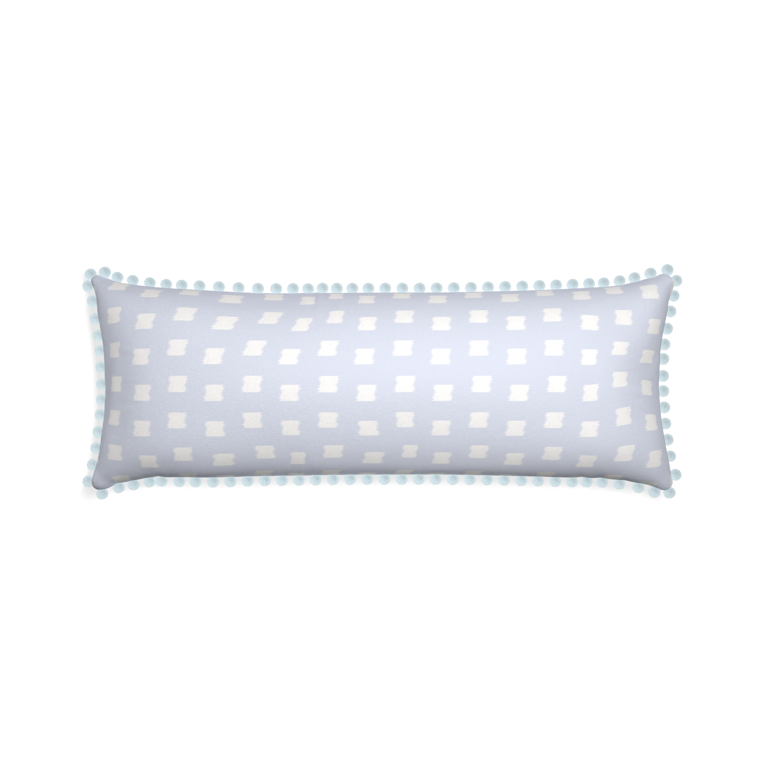 Xl-lumbar denton custom pillow with powder pom pom on white background