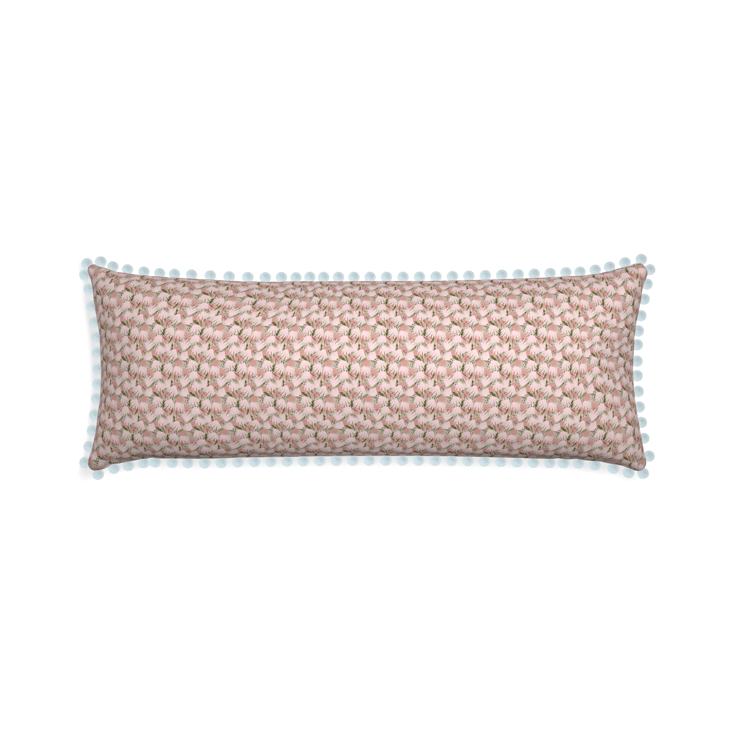 Xl-lumbar eden pink custom pillow with powder pom pom on white background