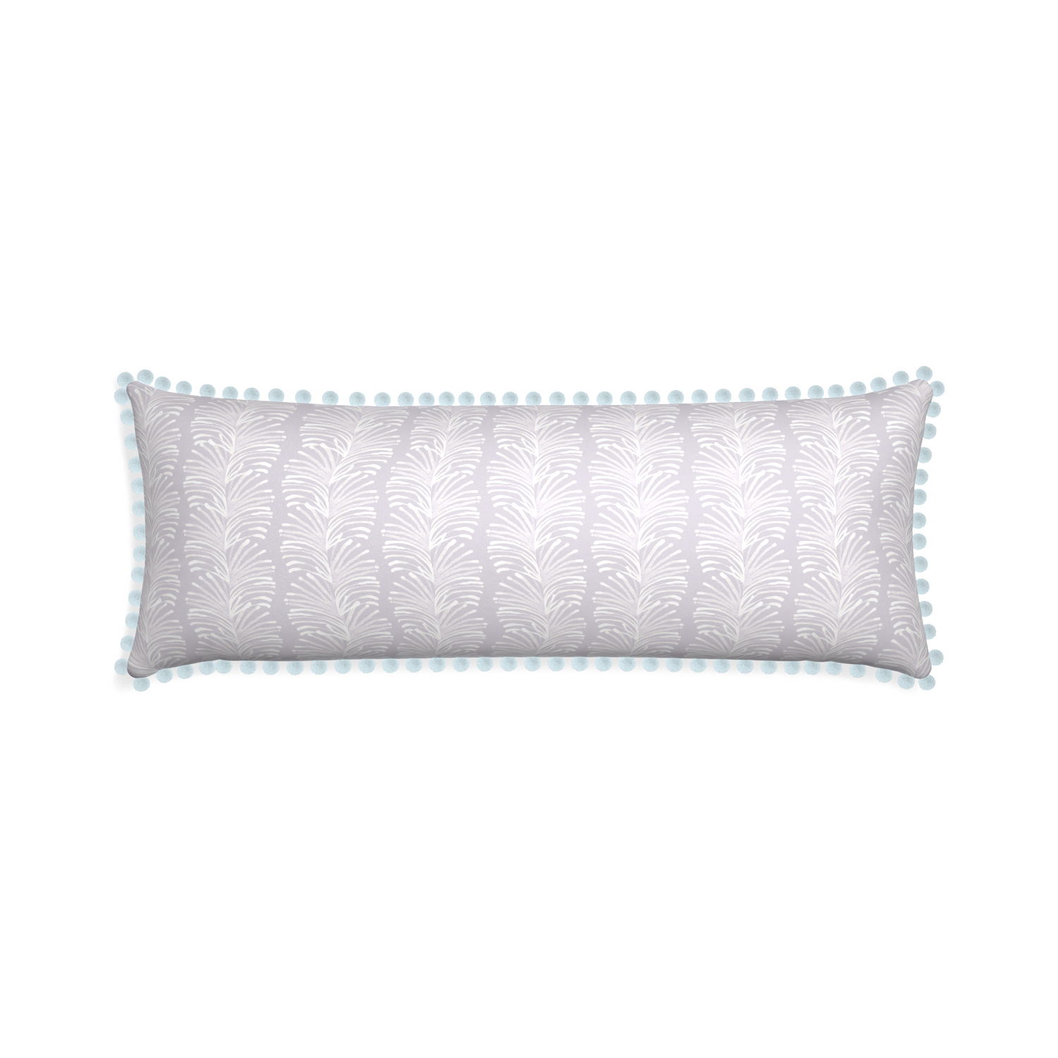 Xl-lumbar emma lavender custom pillow with powder pom pom on white background