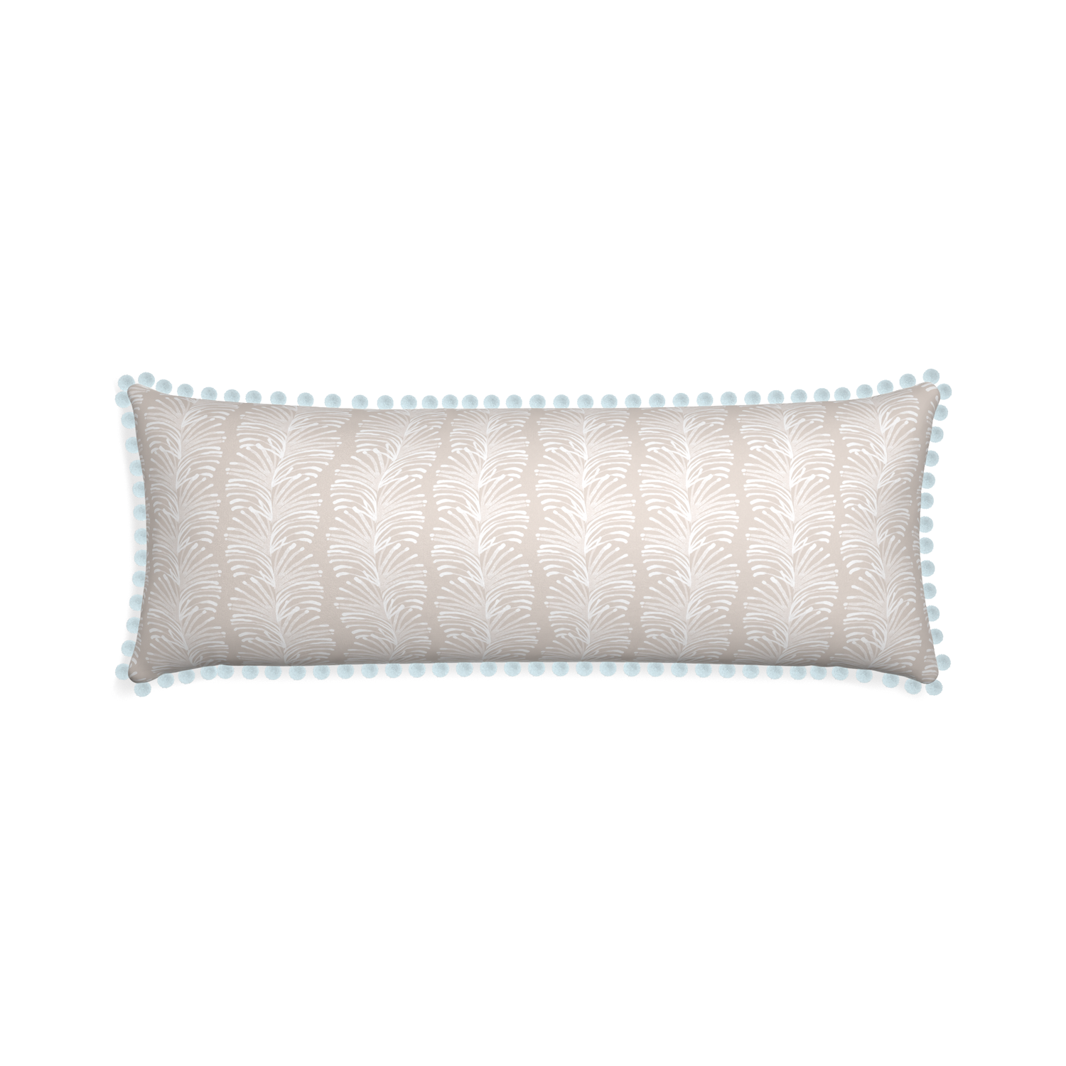 Xl-lumbar emma sand custom pillow with powder pom pom on white background