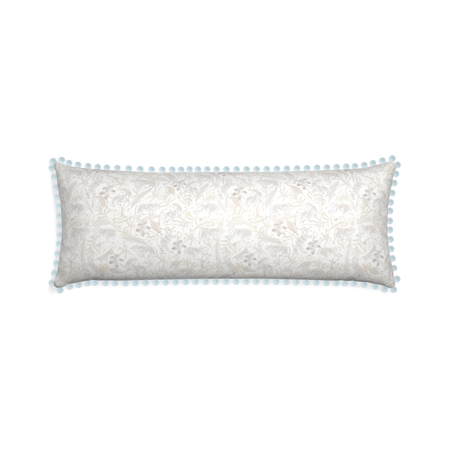 Xl-lumbar frida sand custom pillow with powder pom pom on white background
