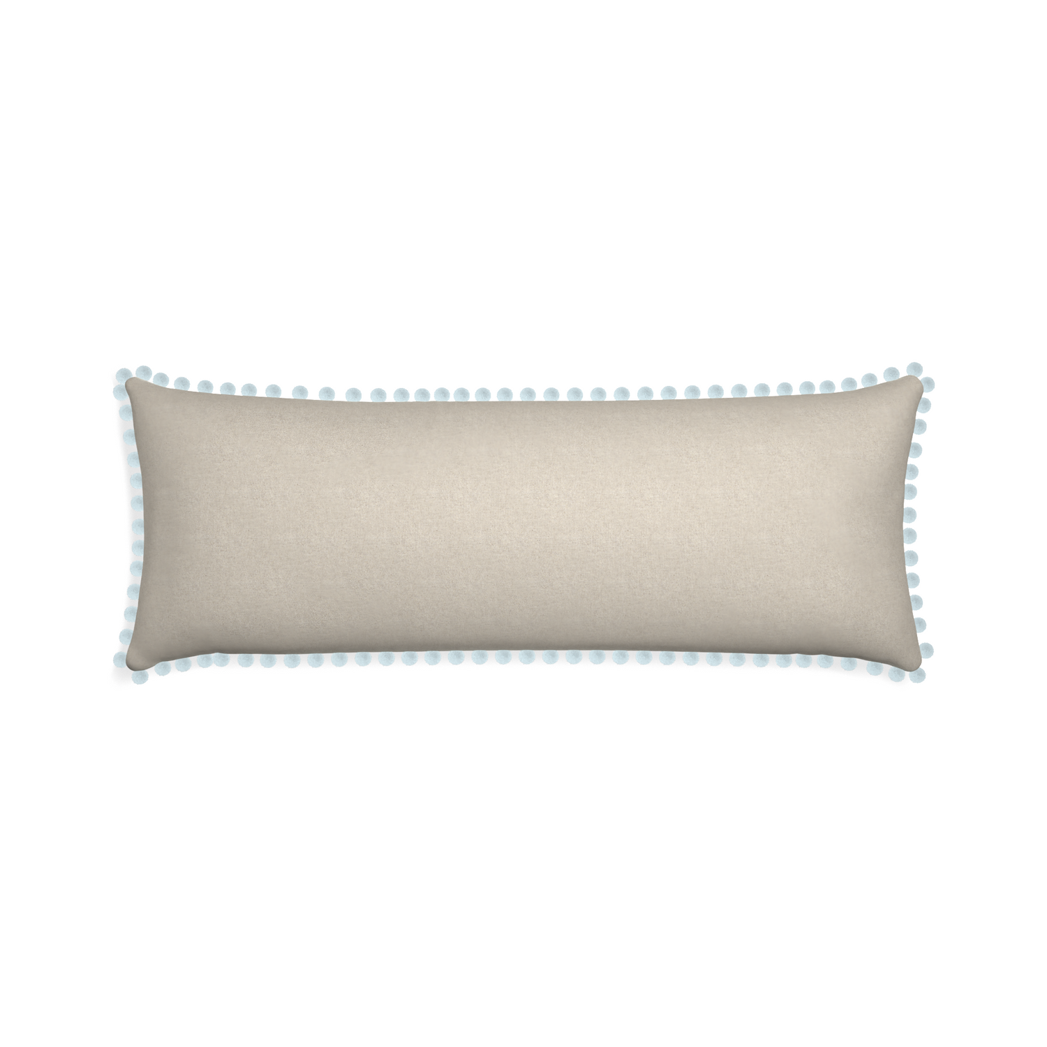 Xl-lumbar oat custom pillow with powder pom pom on white background