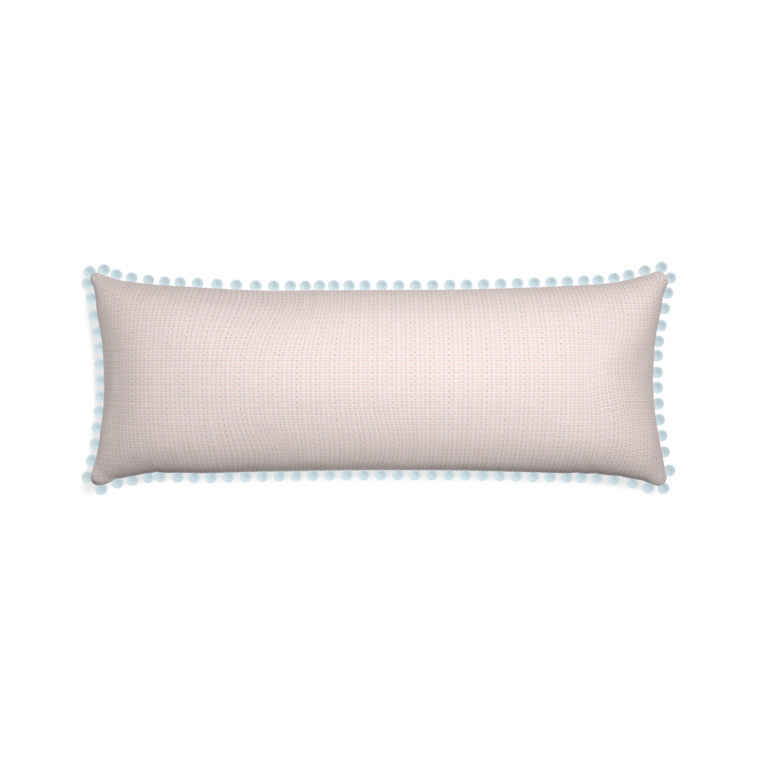 Xl-lumbar loomi pink custom pillow with powder pom pom on white background