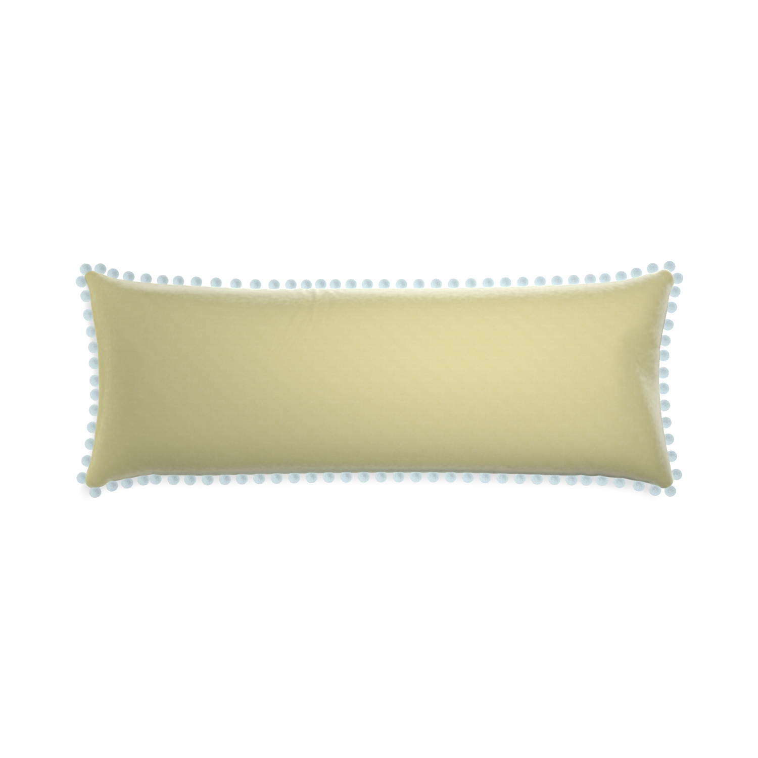 Xl-lumbar pear velvet custom pillow with powder pom pom on white background