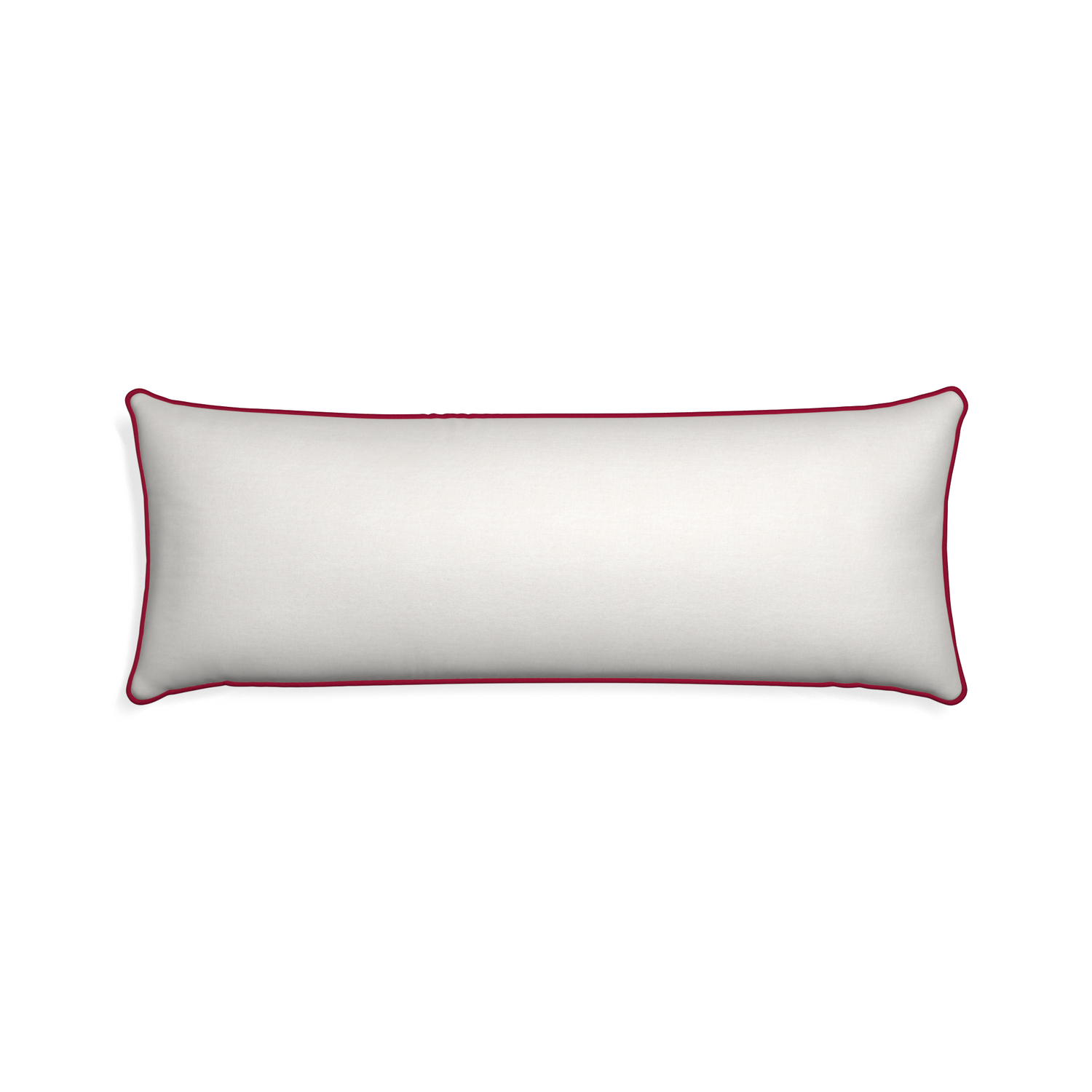 Xl-lumbar flour custom pillow with raspberry piping on white background