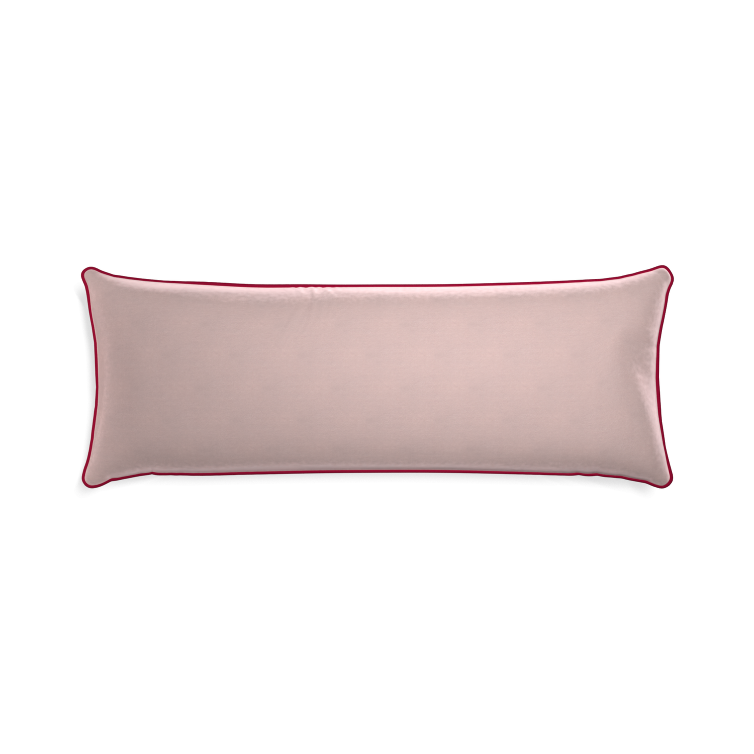 rectangle light pink velvet pillow dark red piping