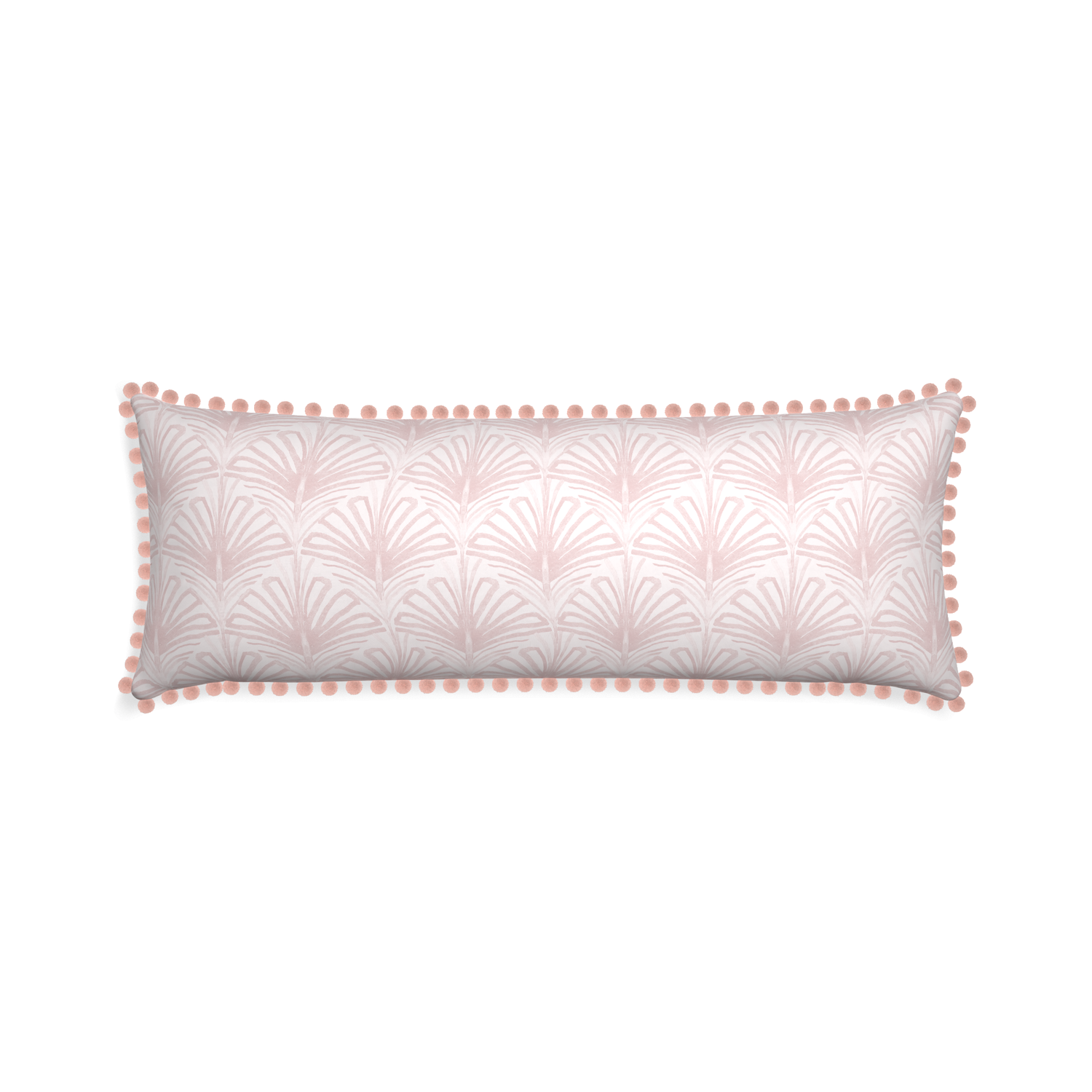 Xl-lumbar suzy rose custom rose pink palmpillow with rose pom pom on white background