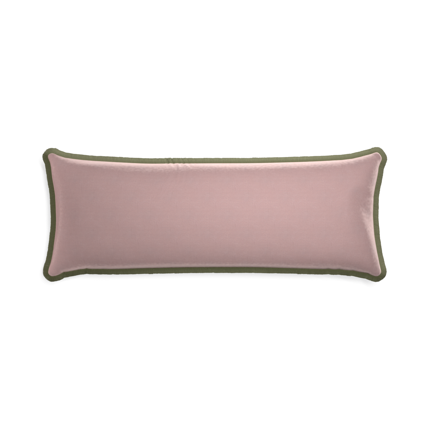 rectangle mauve velvet pillow with sage green fringe