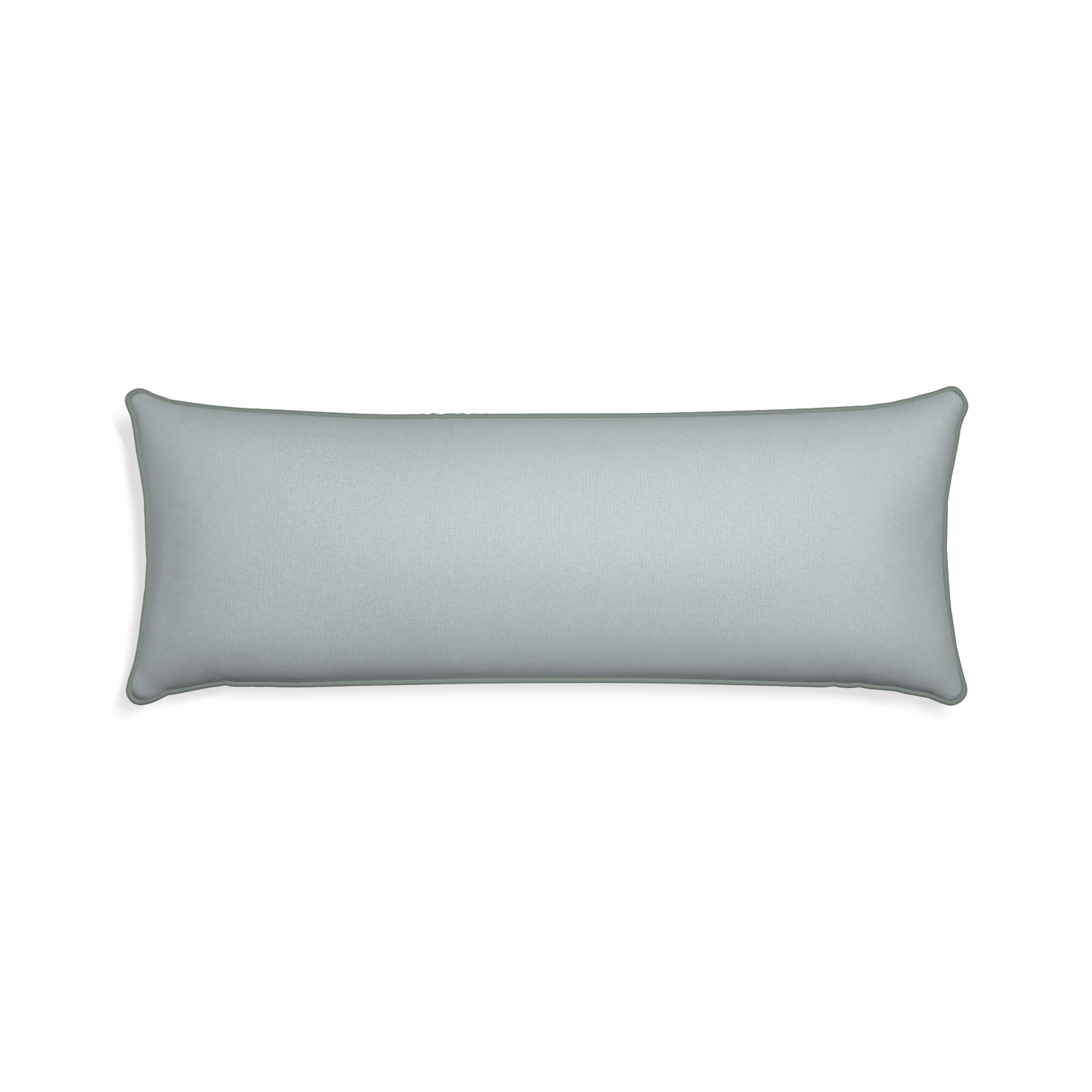 Xl-lumbar sea custom grey bluepillow with sage piping on white background