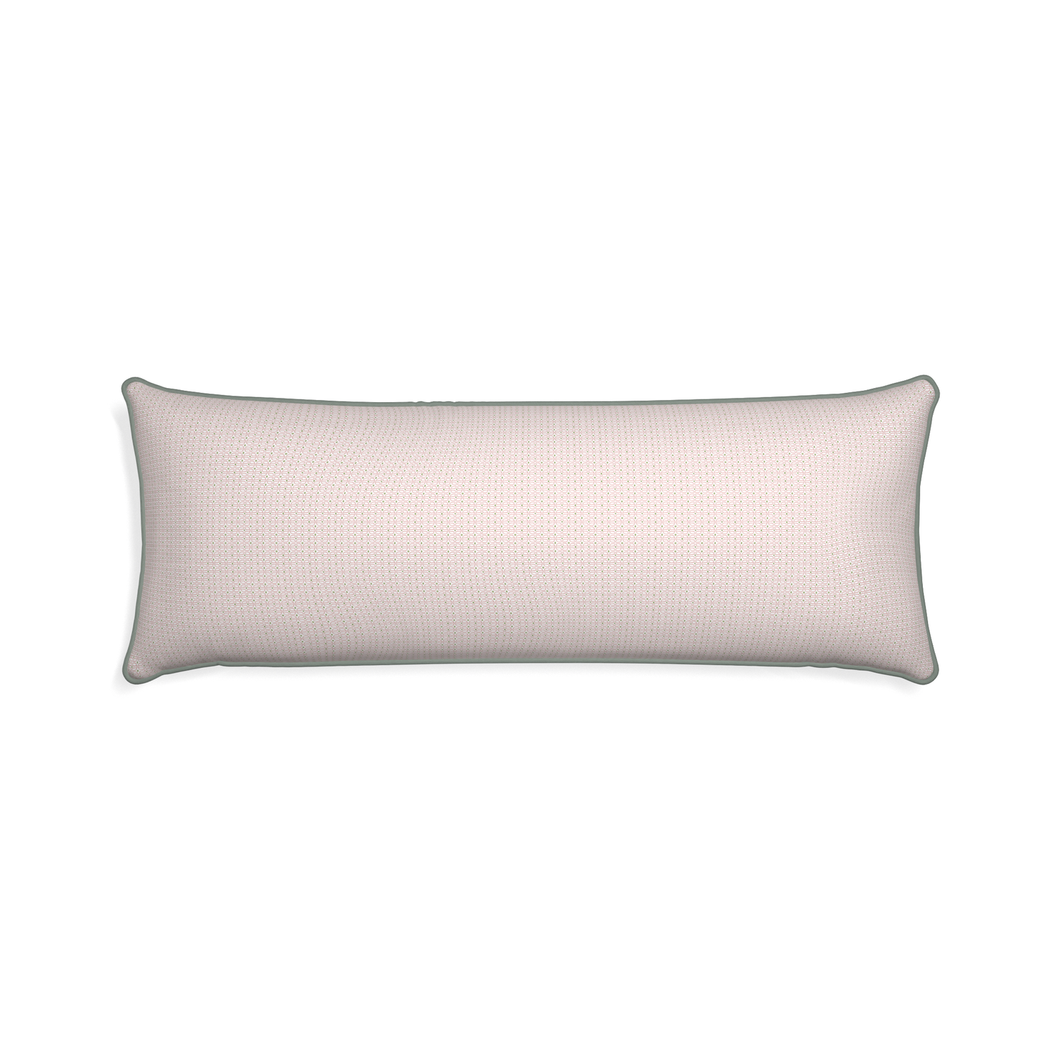 Xl-lumbar loomi pink custom pink geometricpillow with sage piping on white background