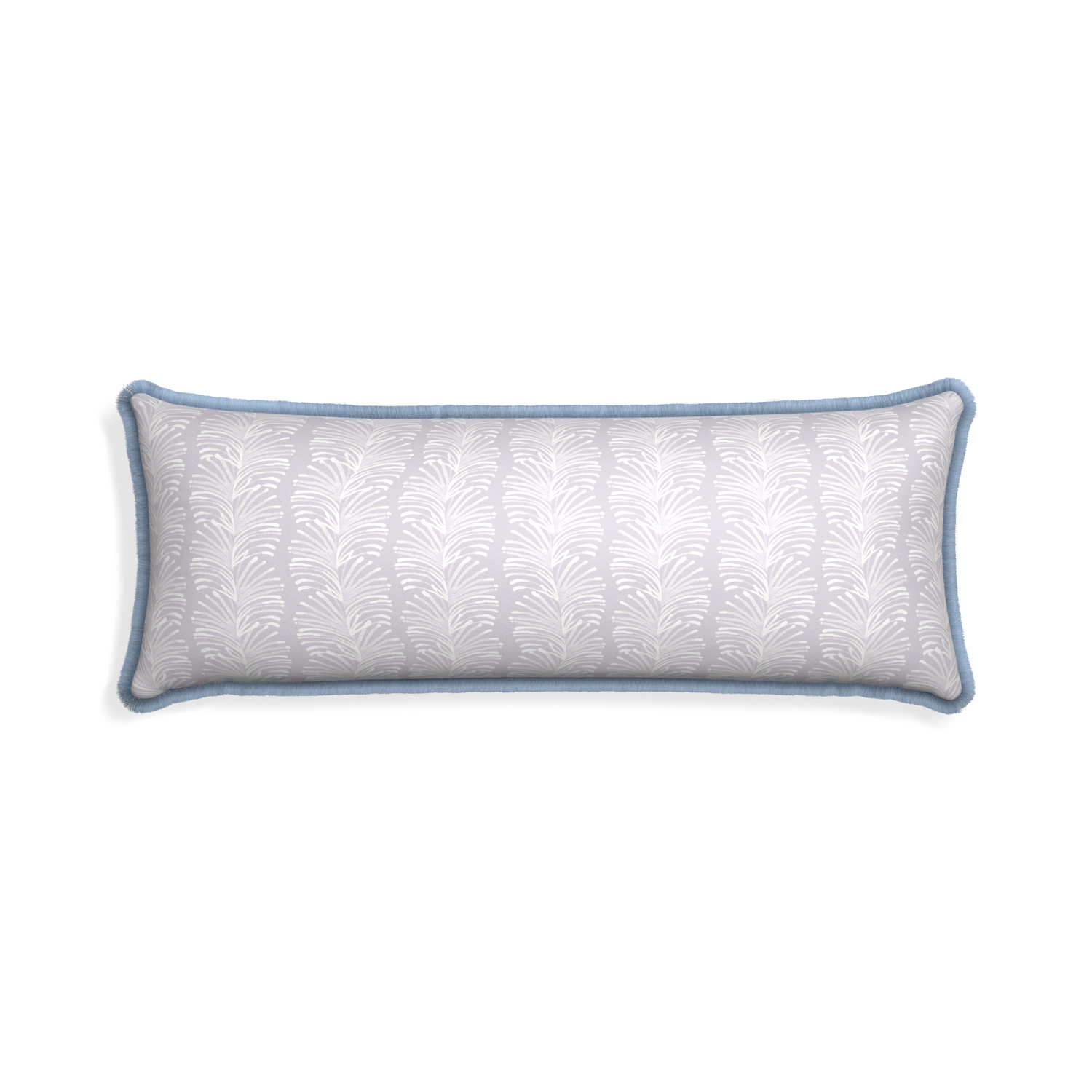 Xl-lumbar emma lavender custom pillow with sky fringe on white background