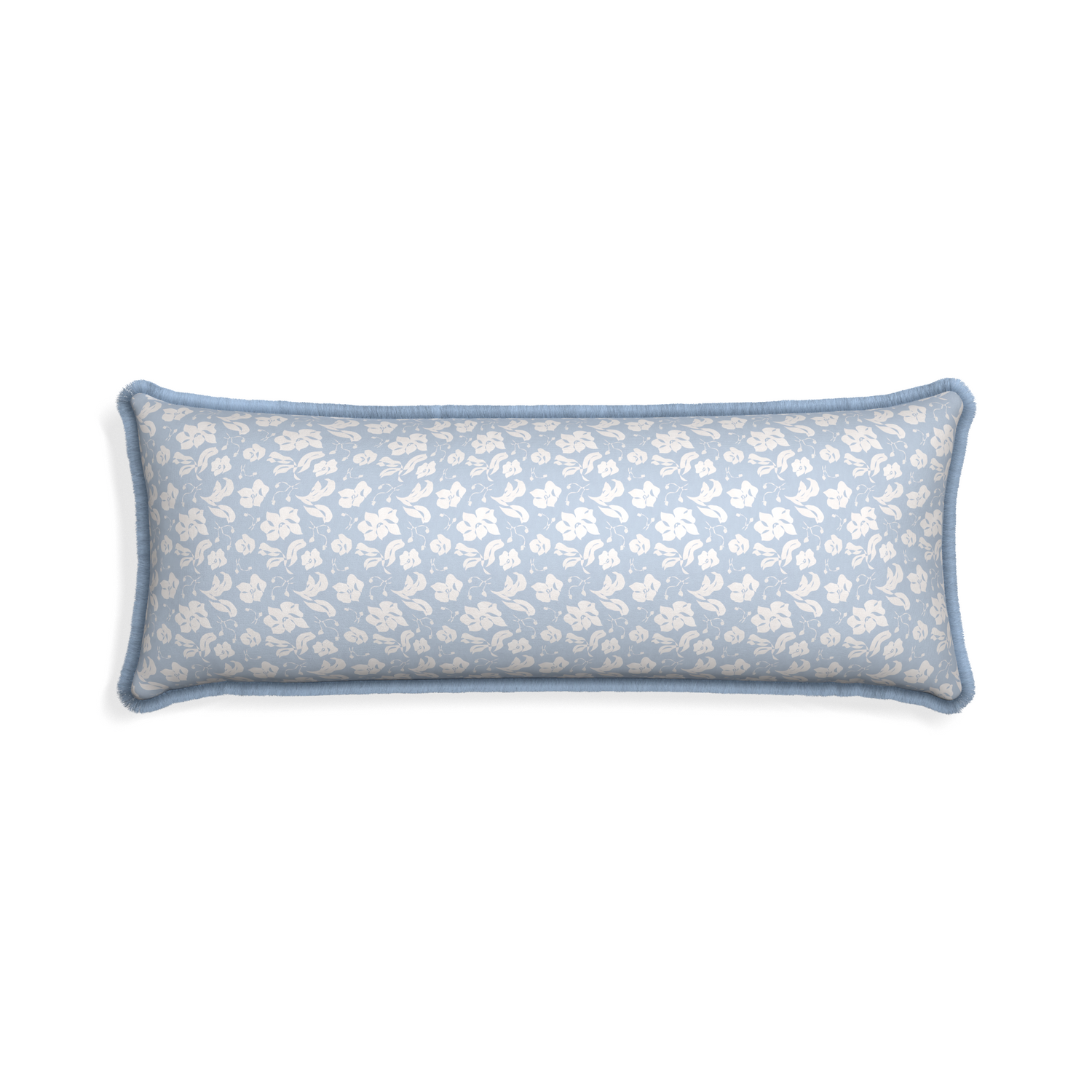 Xl-lumbar georgia custom pillow with sky fringe on white background
