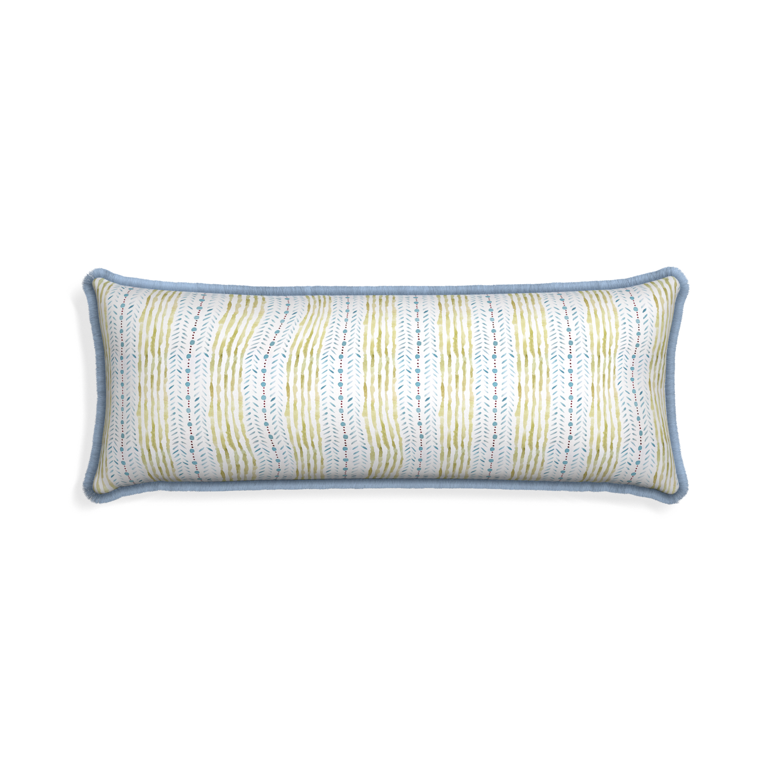 Xl-lumbar julia custom pillow with sky fringe on white background