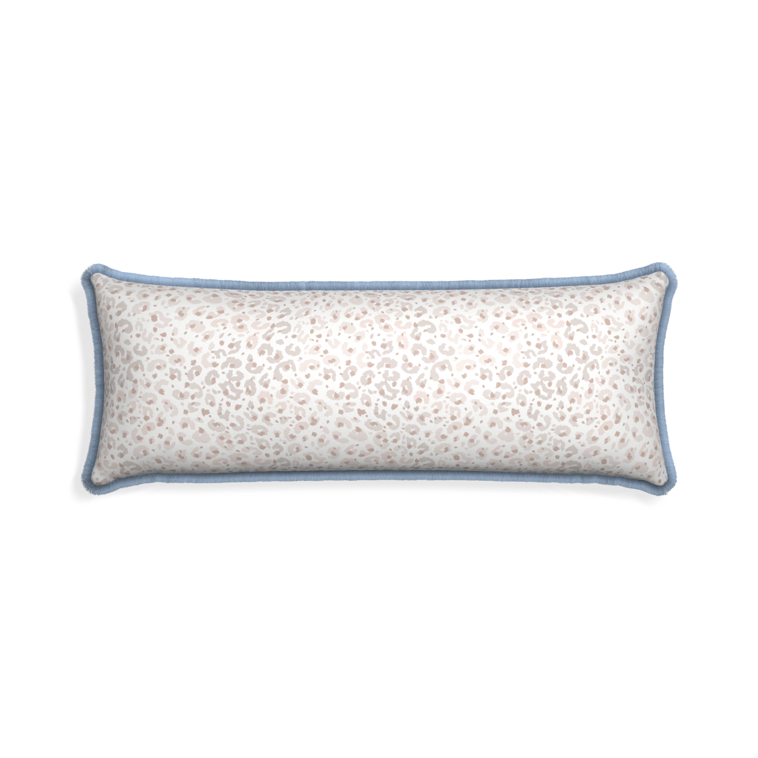 Xl-lumbar rosie custom pillow with sky fringe on white background