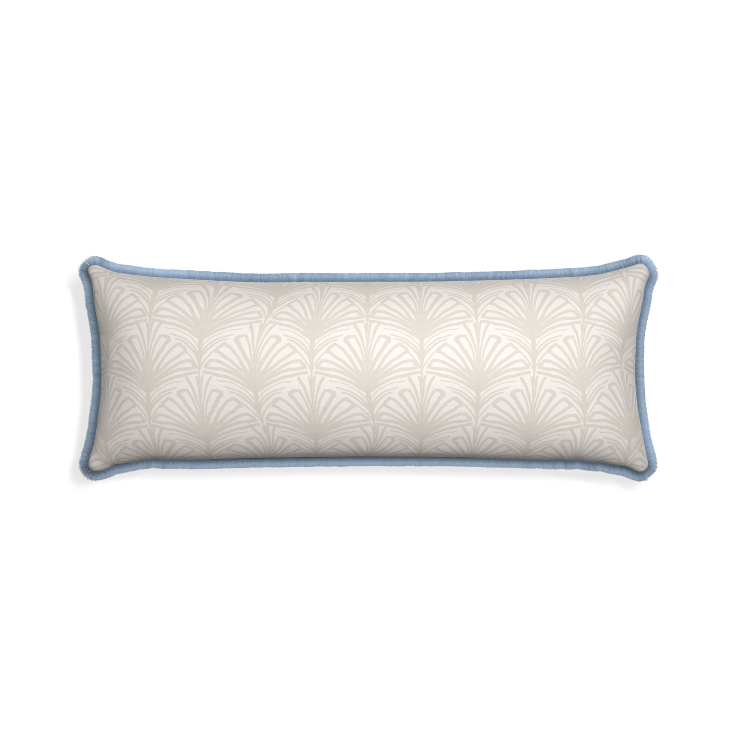Xl-lumbar suzy sand custom pillow with sky fringe on white background