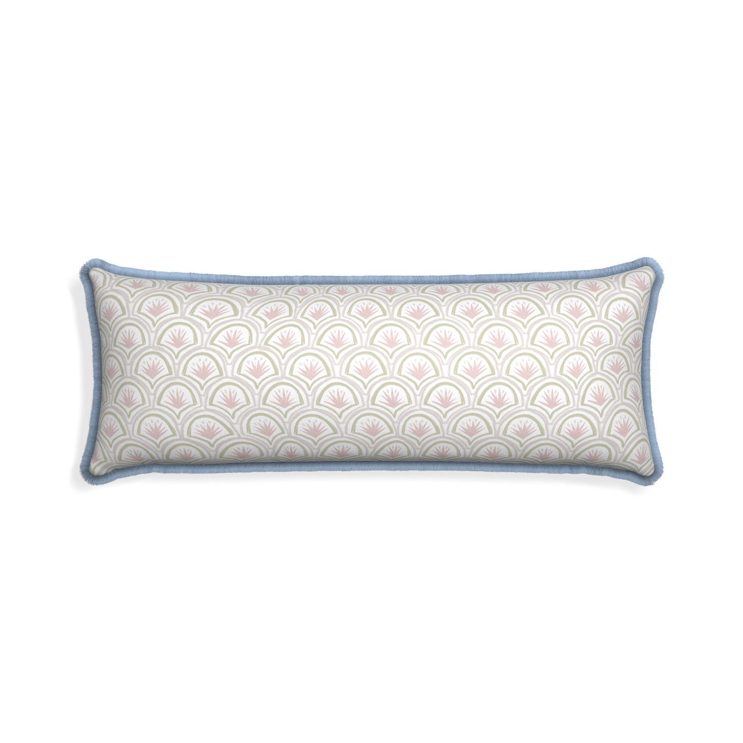 Xl-lumbar thatcher rose custom pillow with sky fringe on white background
