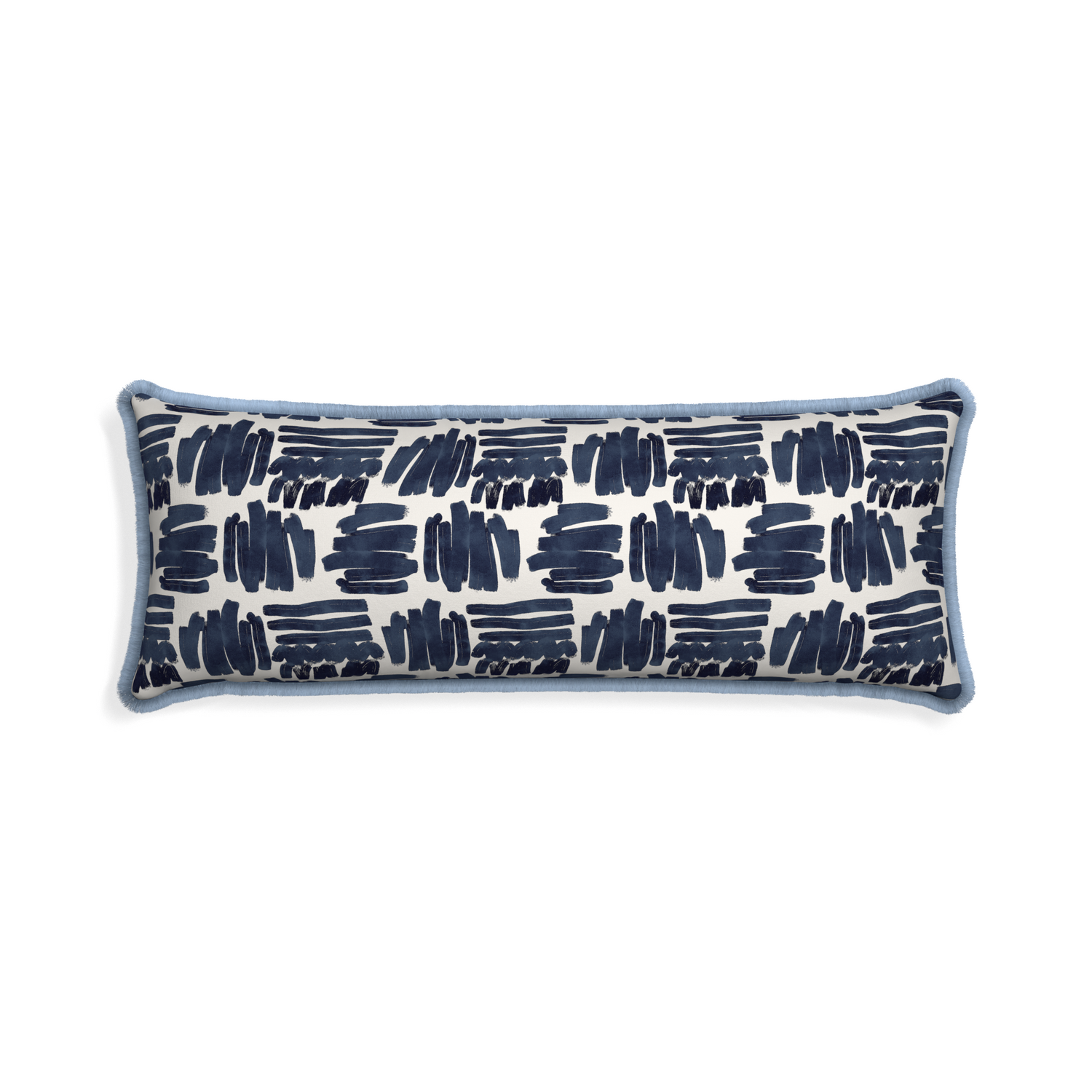 Xl-lumbar warby custom pillow with sky fringe on white background