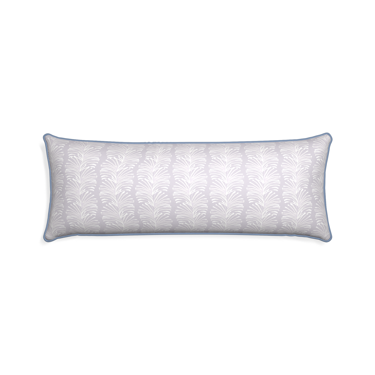 Xl-lumbar emma lavender custom pillow with sky piping on white background
