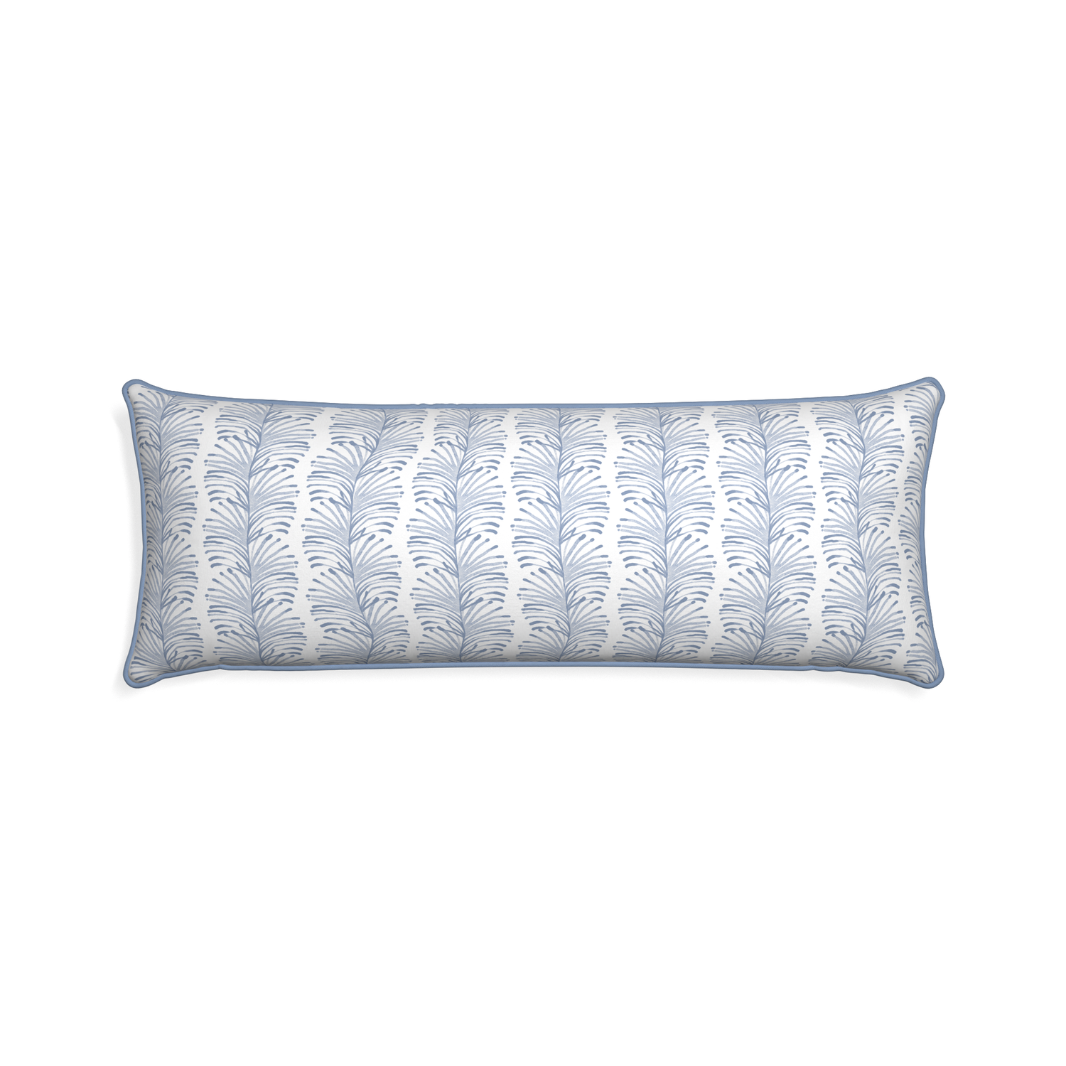 Xl-lumbar emma sky custom pillow with sky piping on white background