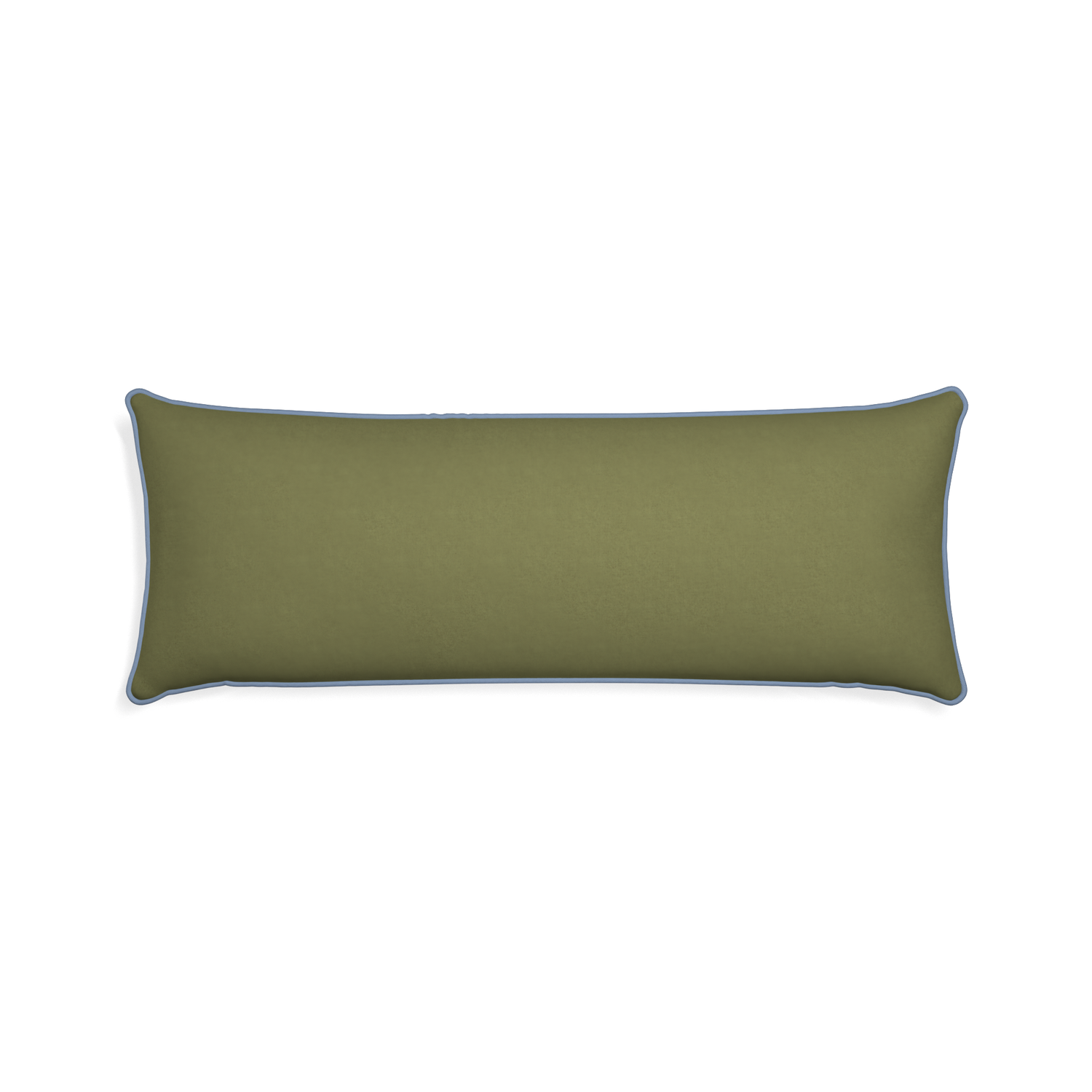 Xl-lumbar moss custom moss greenpillow with sky piping on white background