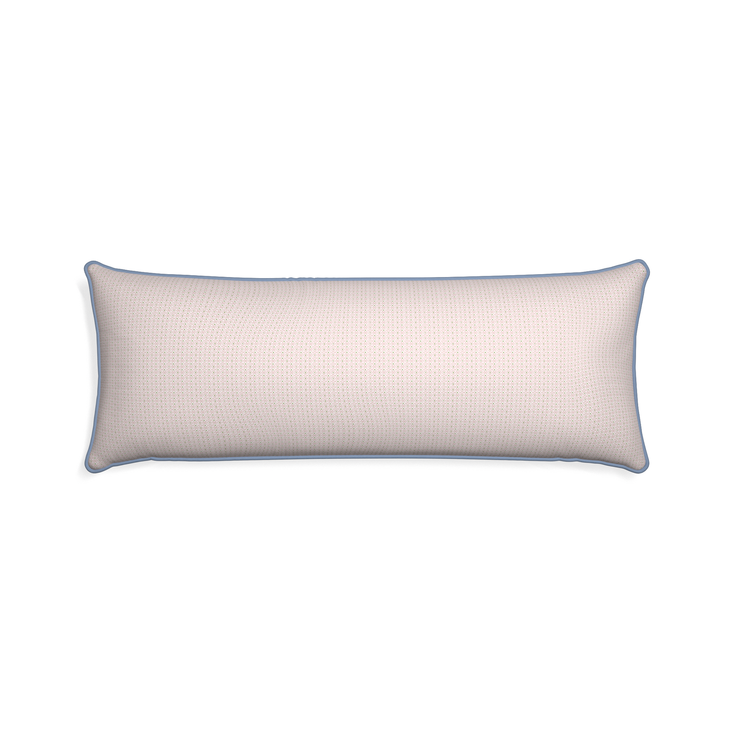 Xl-lumbar loomi pink custom pillow with sky piping on white background