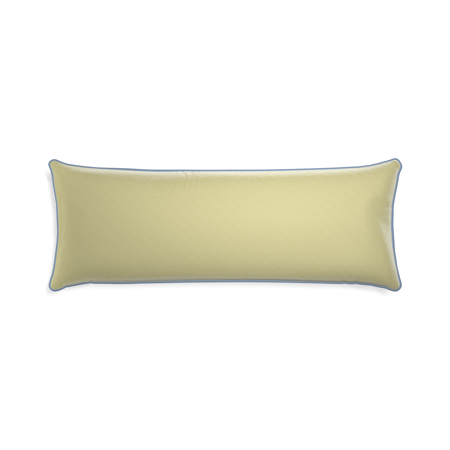 rectangle light green velvet pillow with sky blue piping