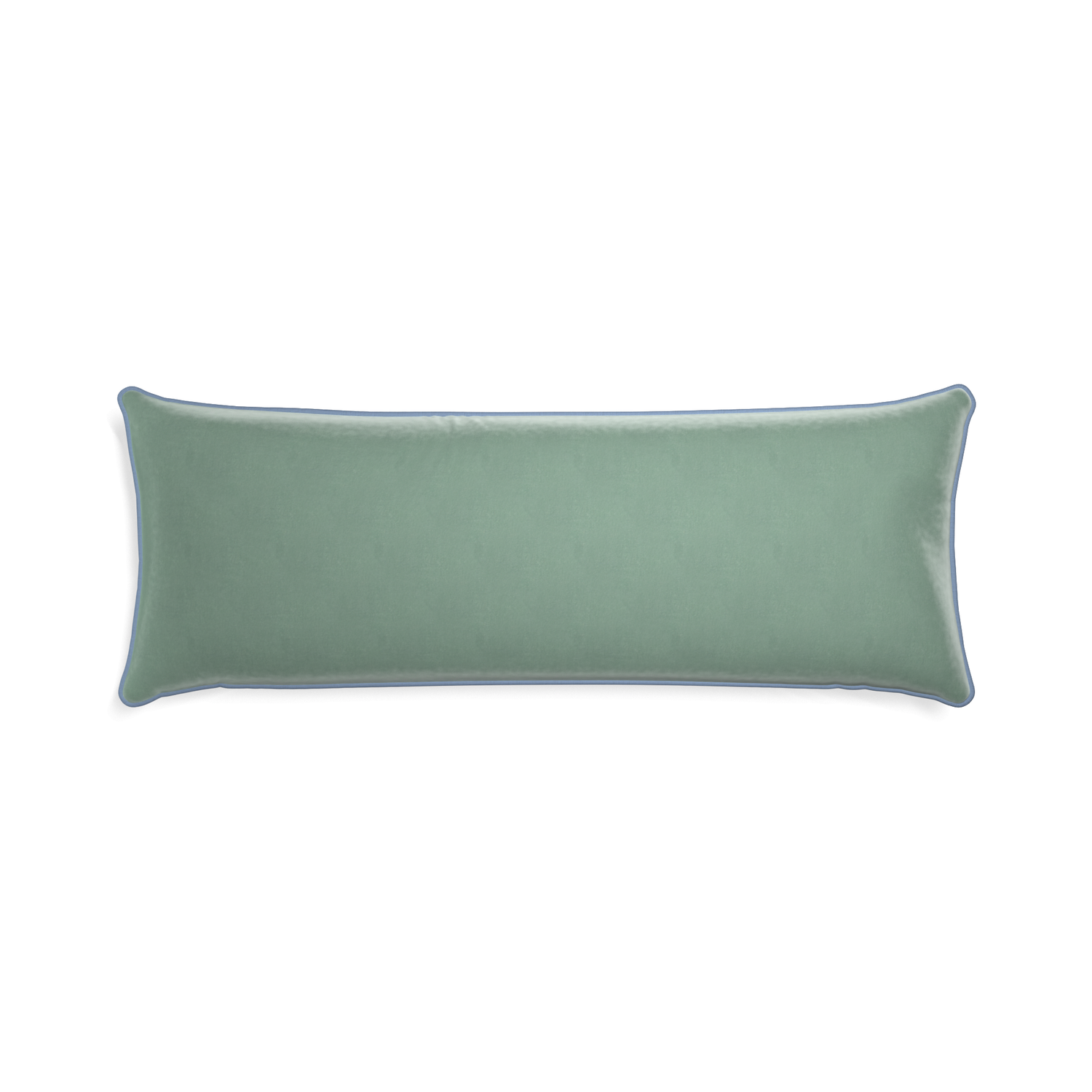 rectangle blue green velvet pillow with sky blue piping