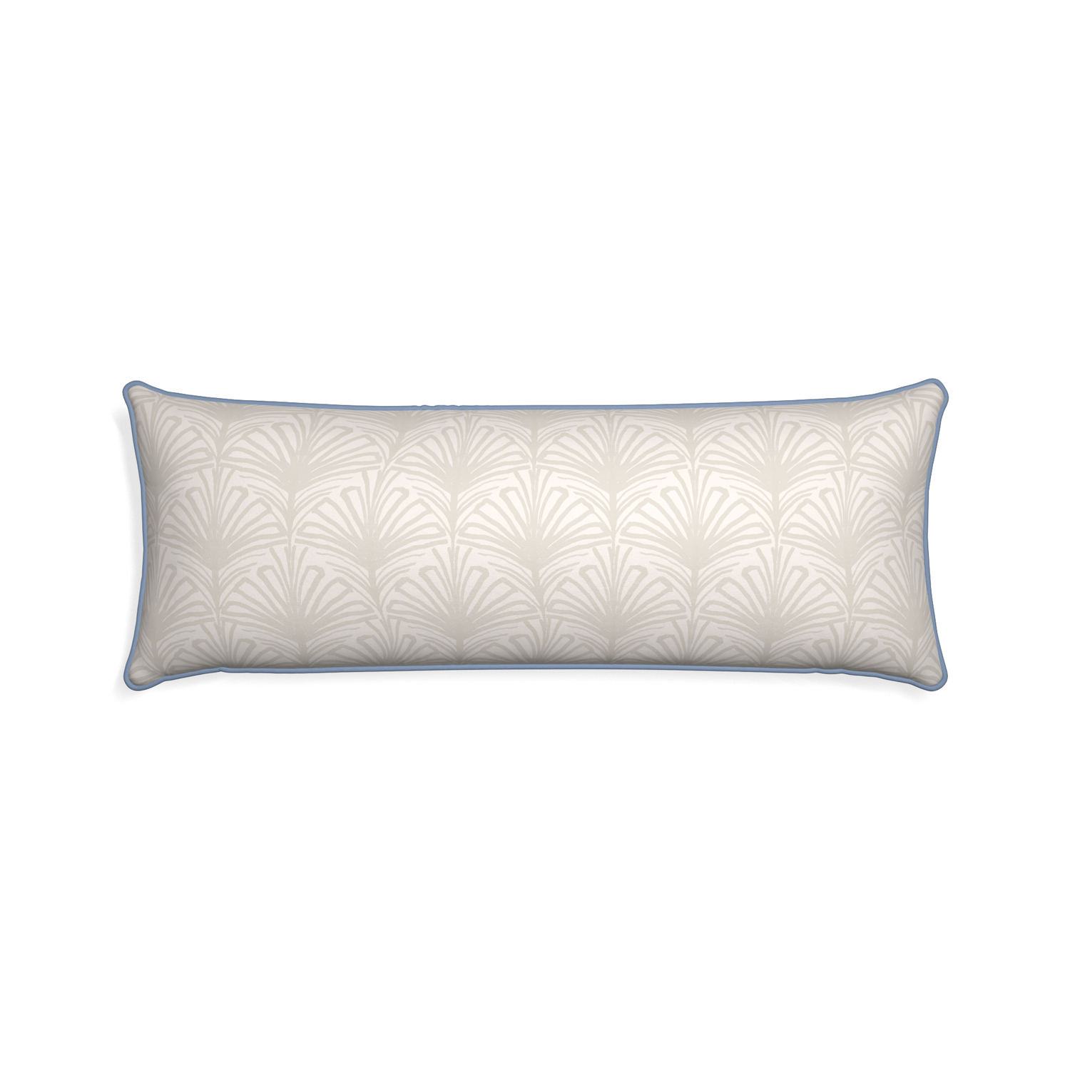 Xl-lumbar suzy sand custom pillow with sky piping on white background