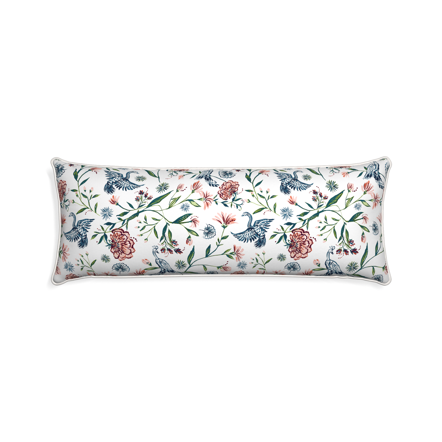 Xl-lumbar daphne cream custom pillow with snow piping on white background