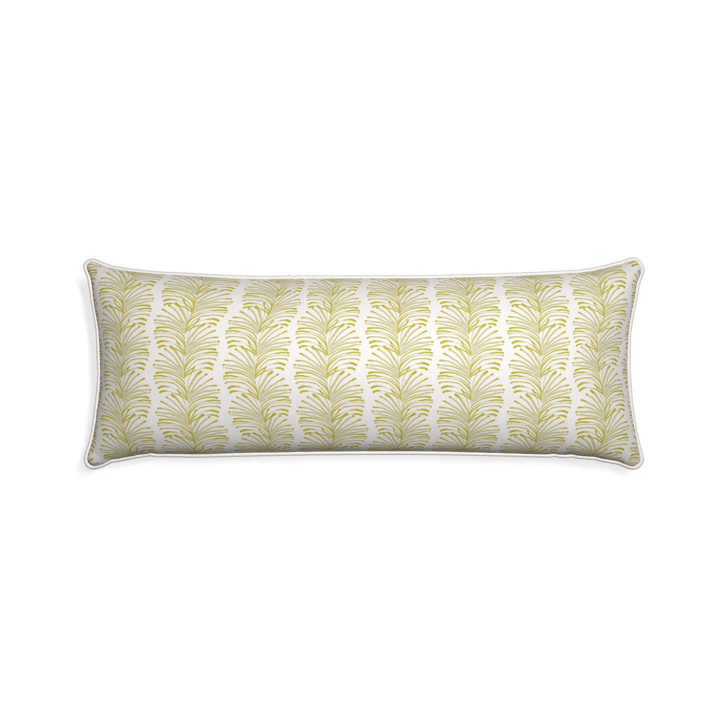 Xl-lumbar emma chartreuse custom yellow stripe chartreusepillow with snow piping on white background