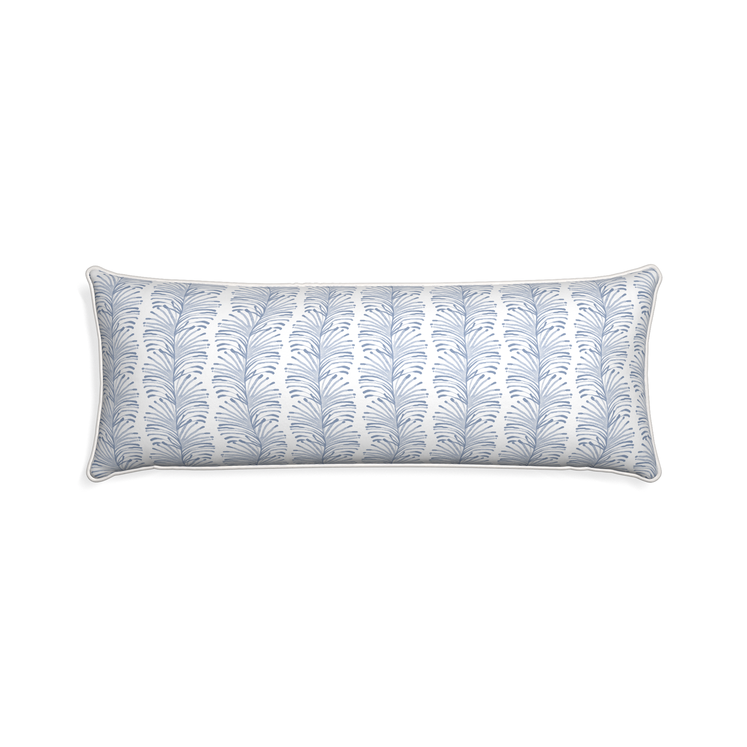 Xl-lumbar emma sky custom pillow with snow piping on white background