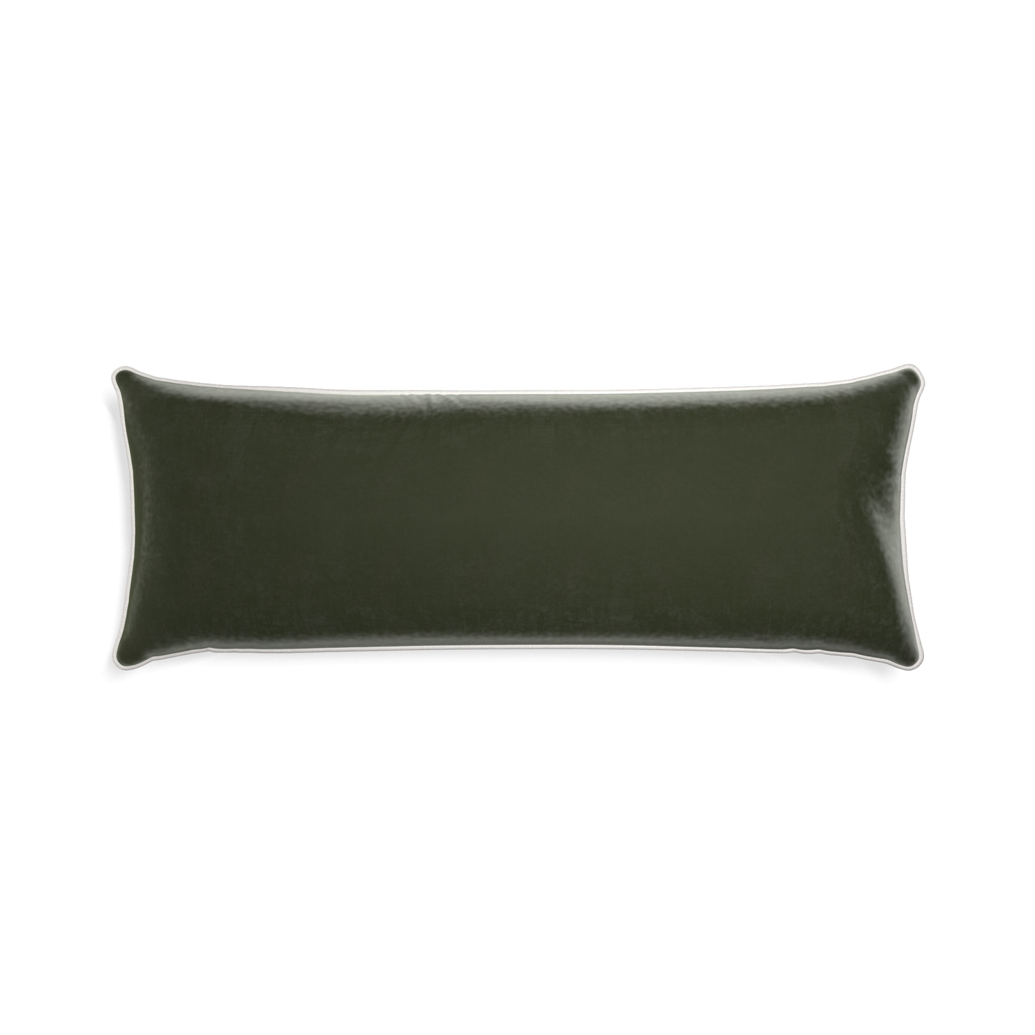 rectangle fern green velvet pillow with white piping
