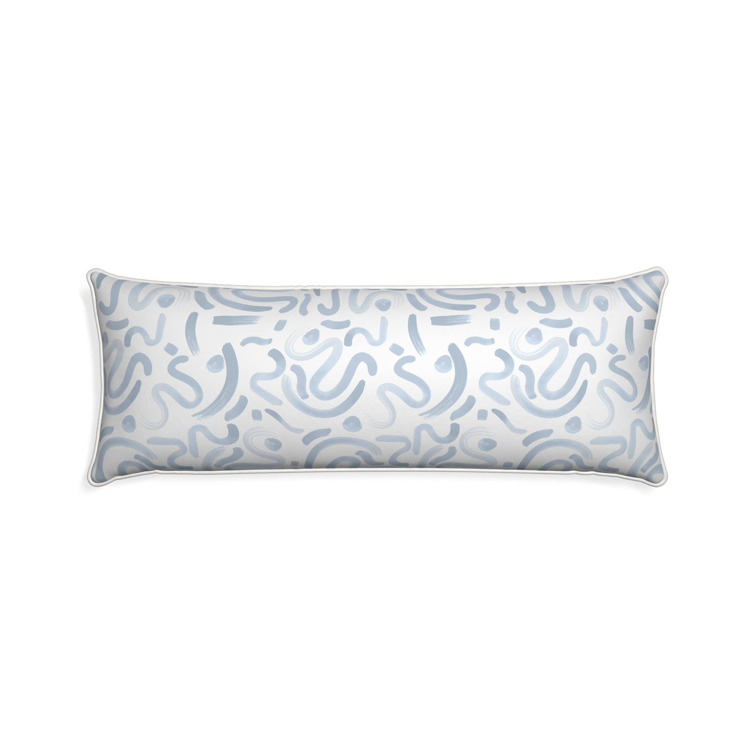 Xl-lumbar hockney sky custom pillow with snow piping on white background
