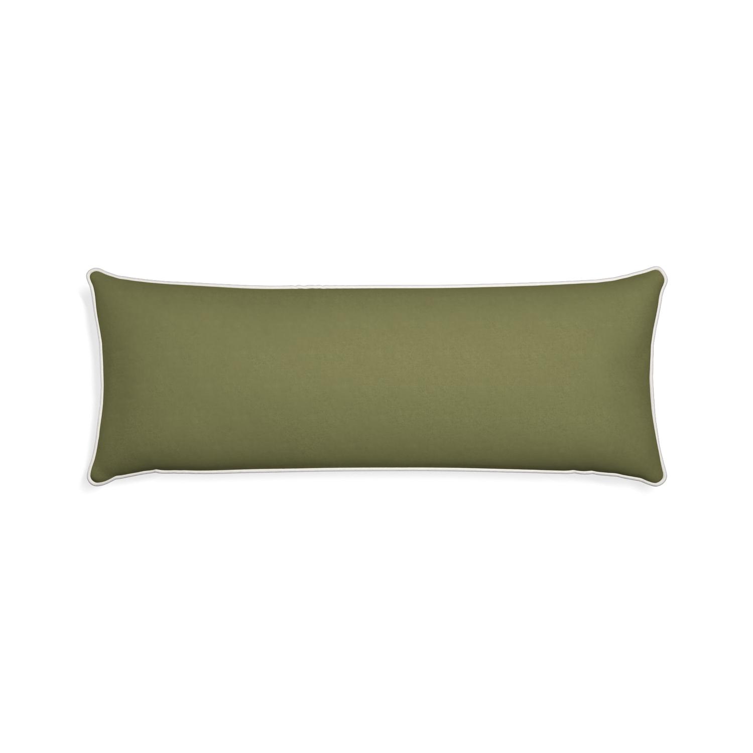 Xl-lumbar moss custom moss greenpillow with snow piping on white background