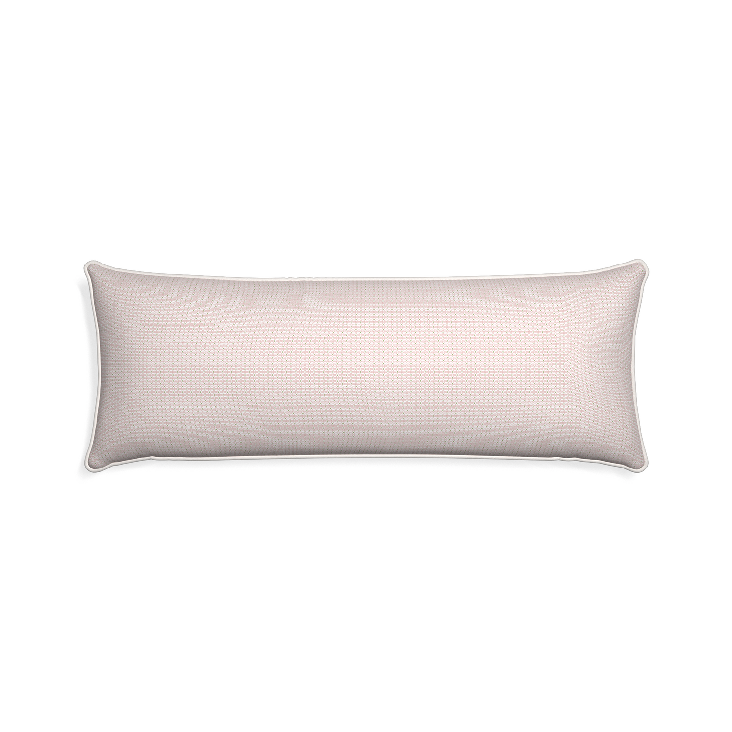 Xl-lumbar loomi pink custom pillow with snow piping on white background