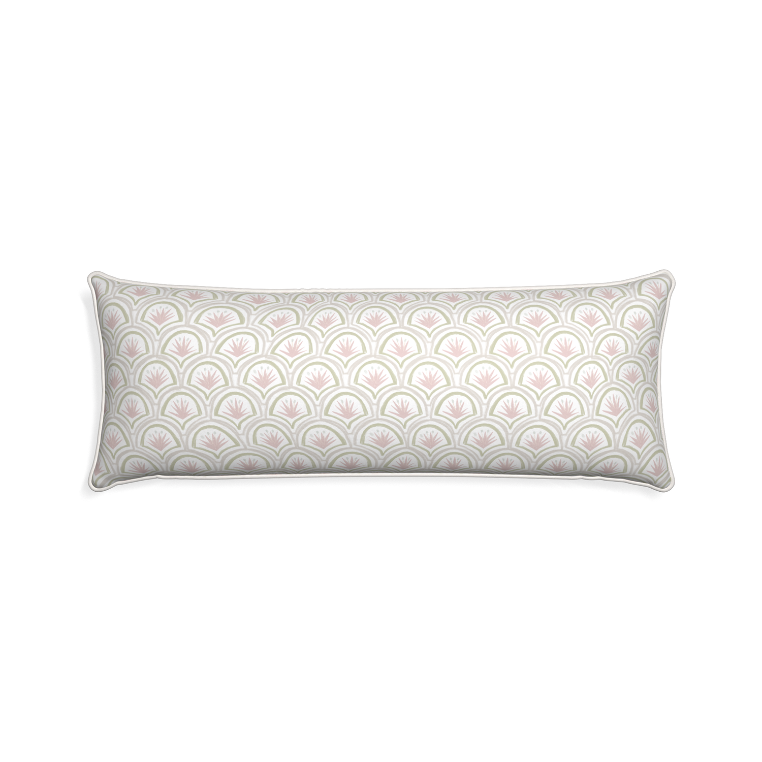 Xl-lumbar thatcher rose custom pillow with snow piping on white background