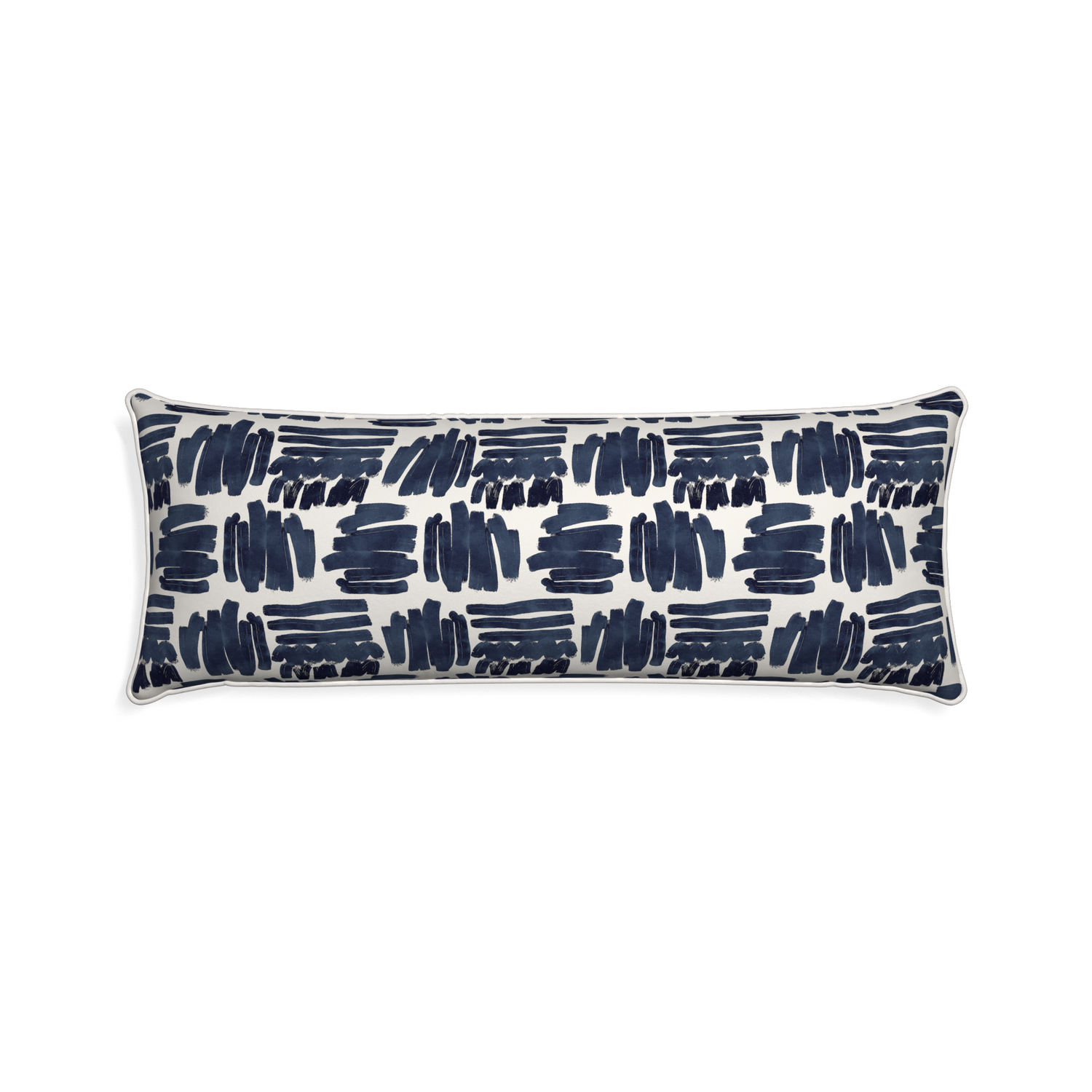 Xl-lumbar warby custom pillow with snow piping on white background