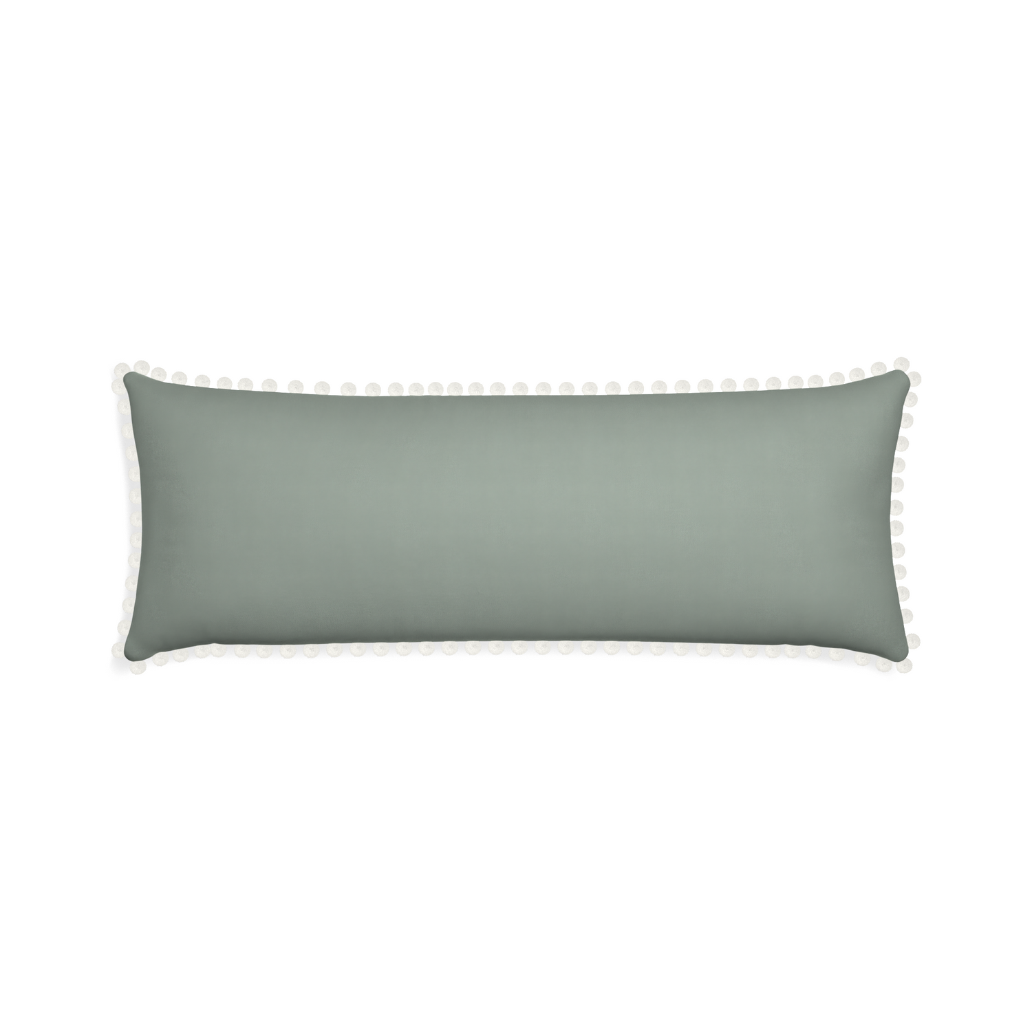Xl-lumbar sage custom pillow with snow pom pom on white background