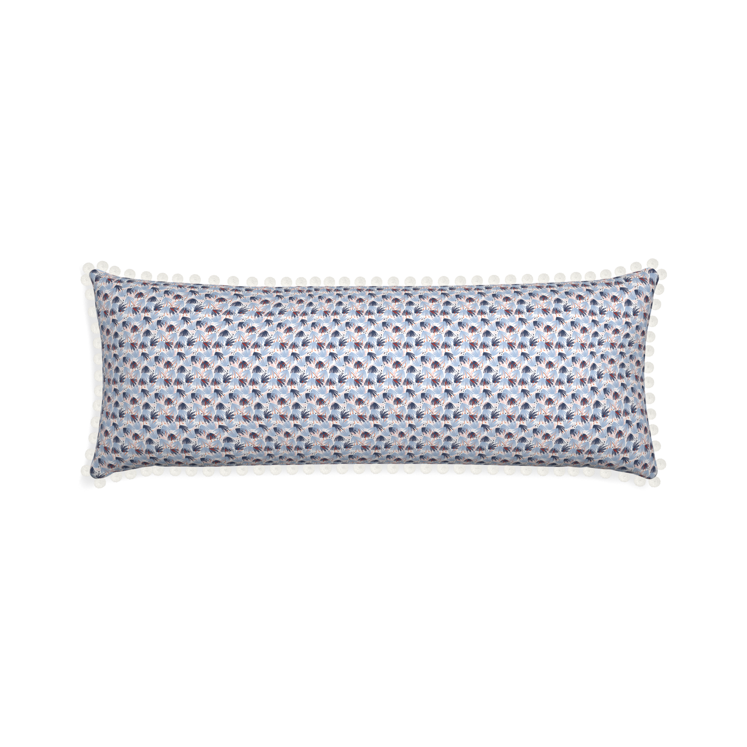 Xl-lumbar eden blue custom pillow with snow pom pom on white background